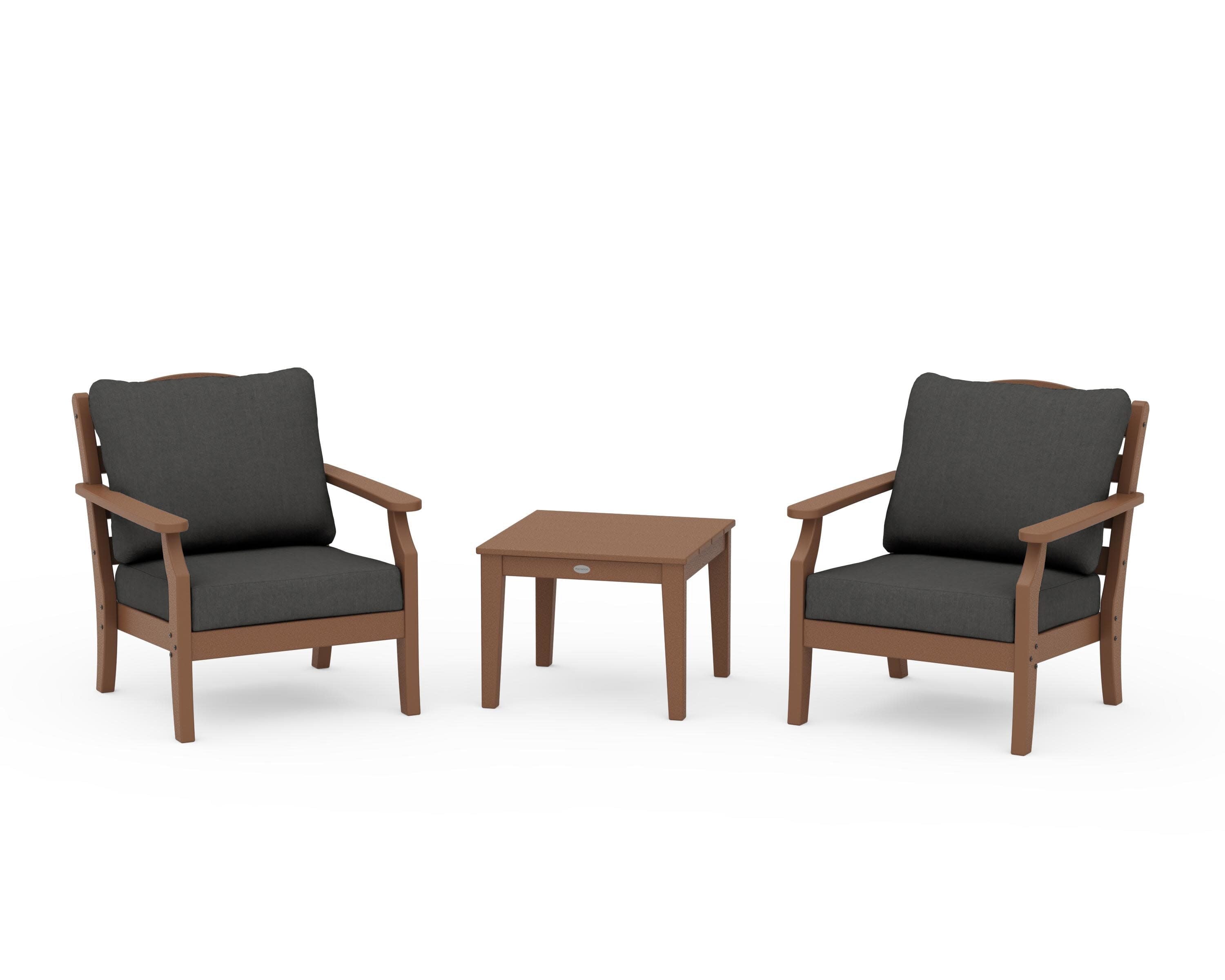 Savannah 3-Piece Deep Seating Set in Teak / Spectrum Carbon