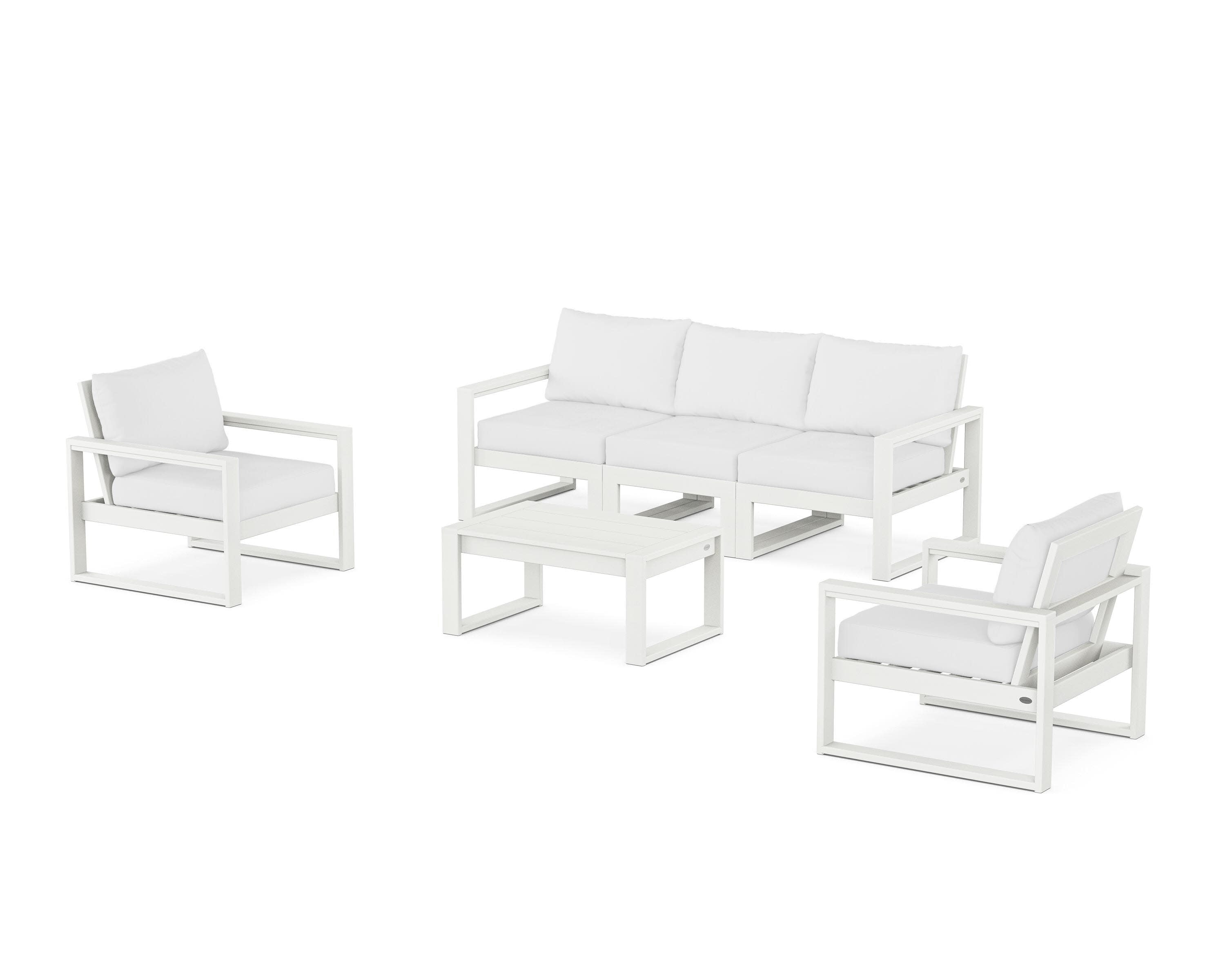 EDGE Sectional 4-Piece Deep Seating Set with Sofa in Vintage White / Natural