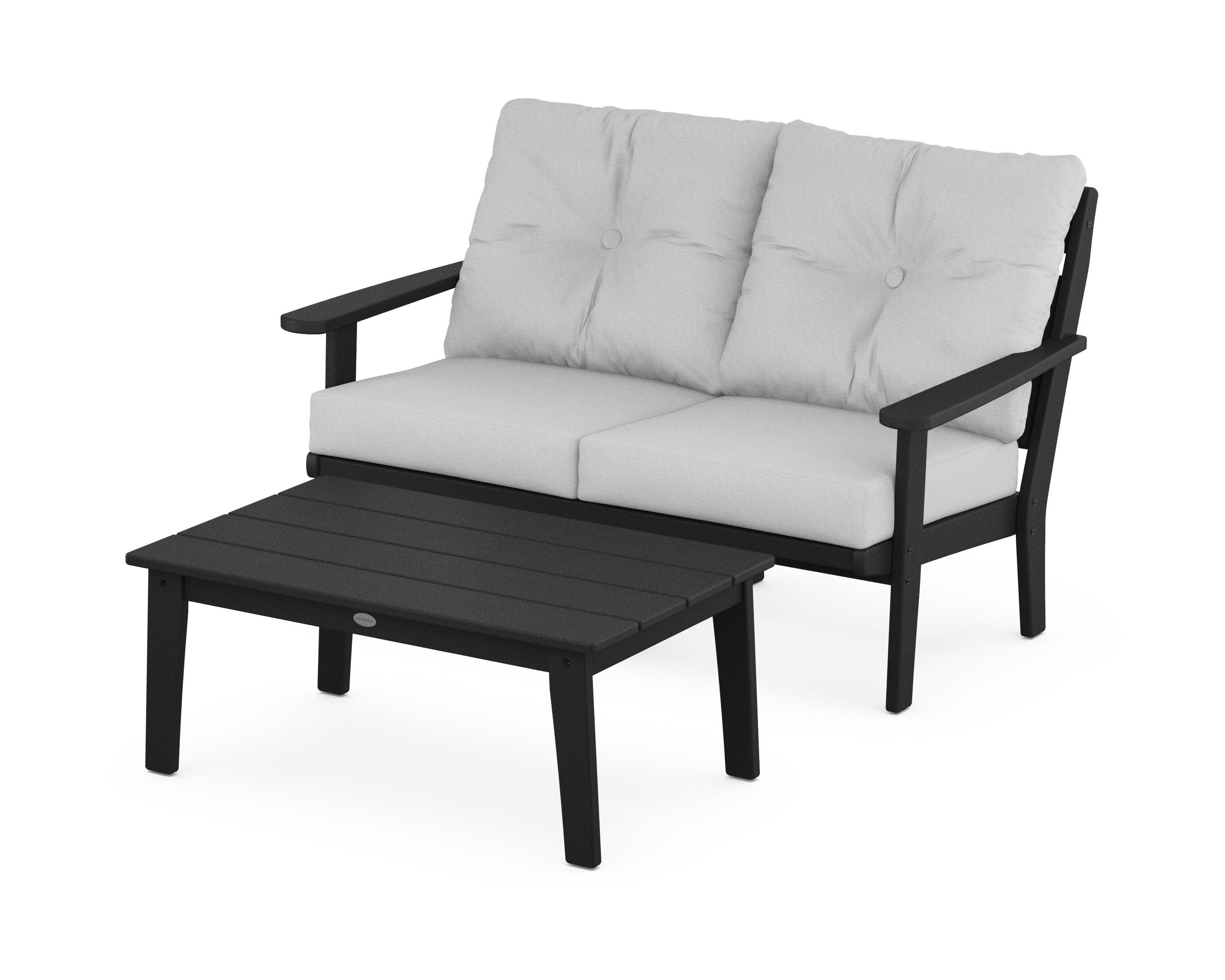 Lakeside 2-Piece Lounge Loveseat Set in Black / Diamond in the Rough