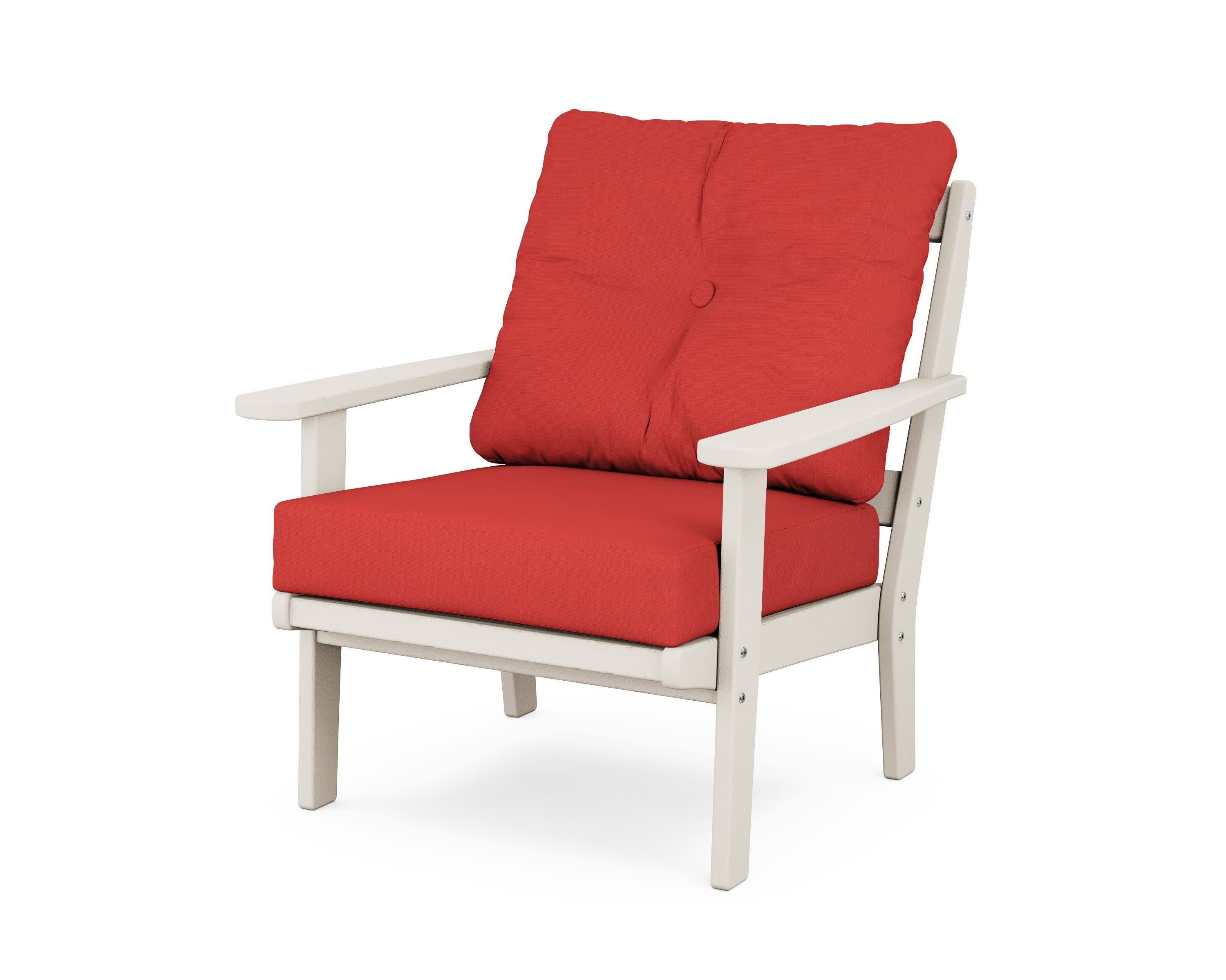 Mission Deep Seating Chair in Sand / Crimson Linen