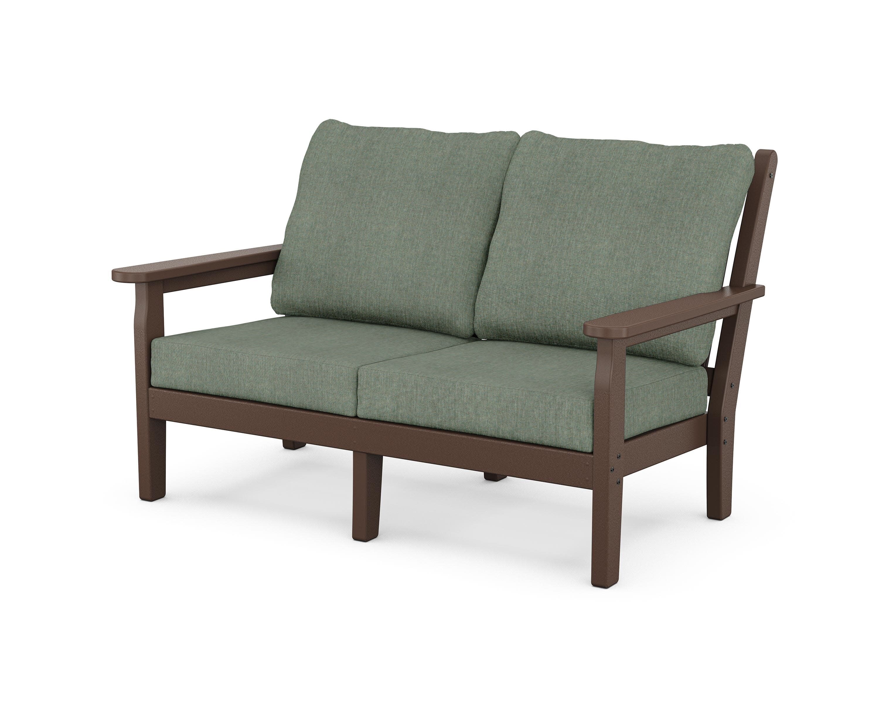 Chippendale Deep Seating Loveseat in Mahogany / Cast Sage