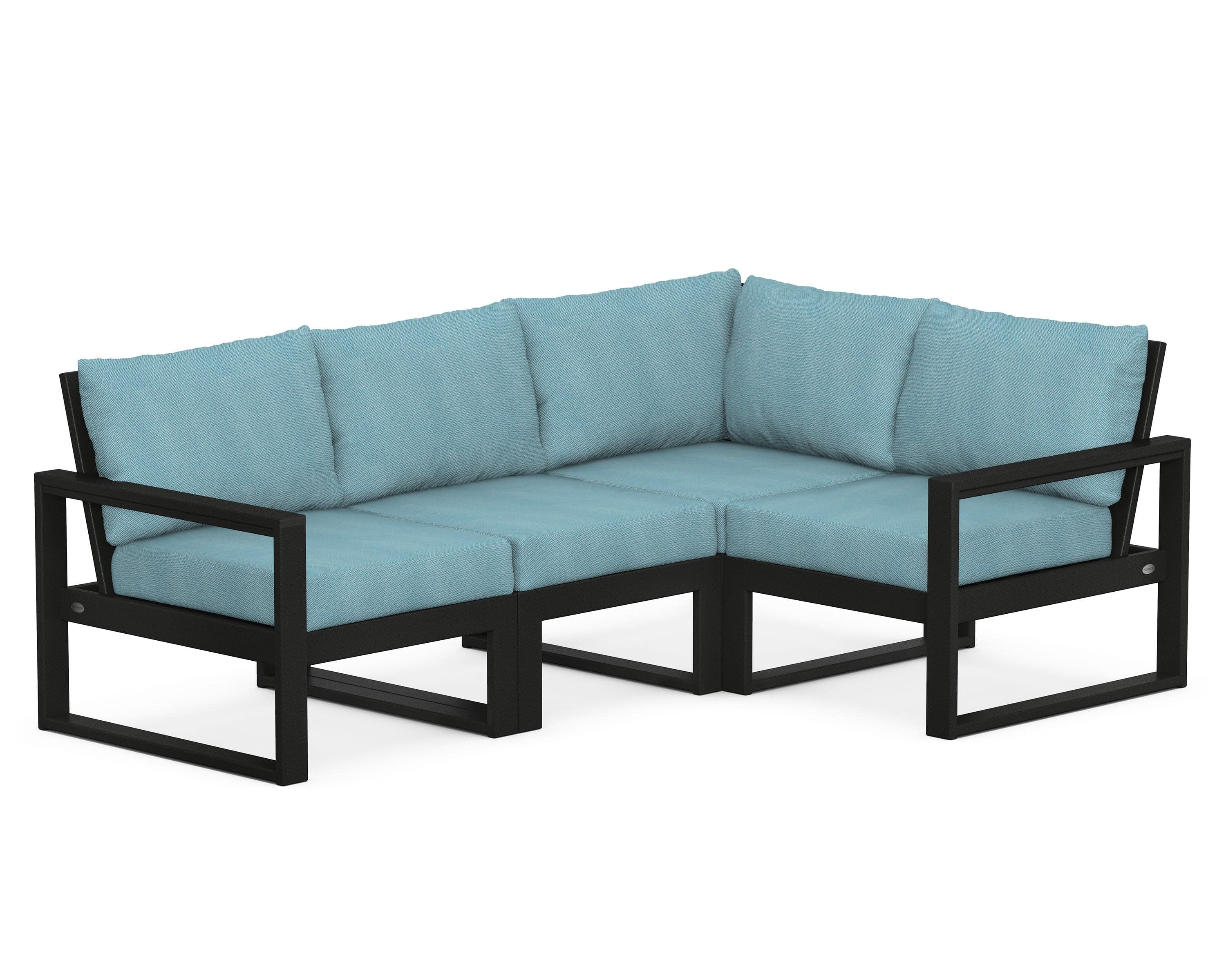 EDGE 4-Piece Modular Deep Seating Set in Black / Lattice Sky Blue