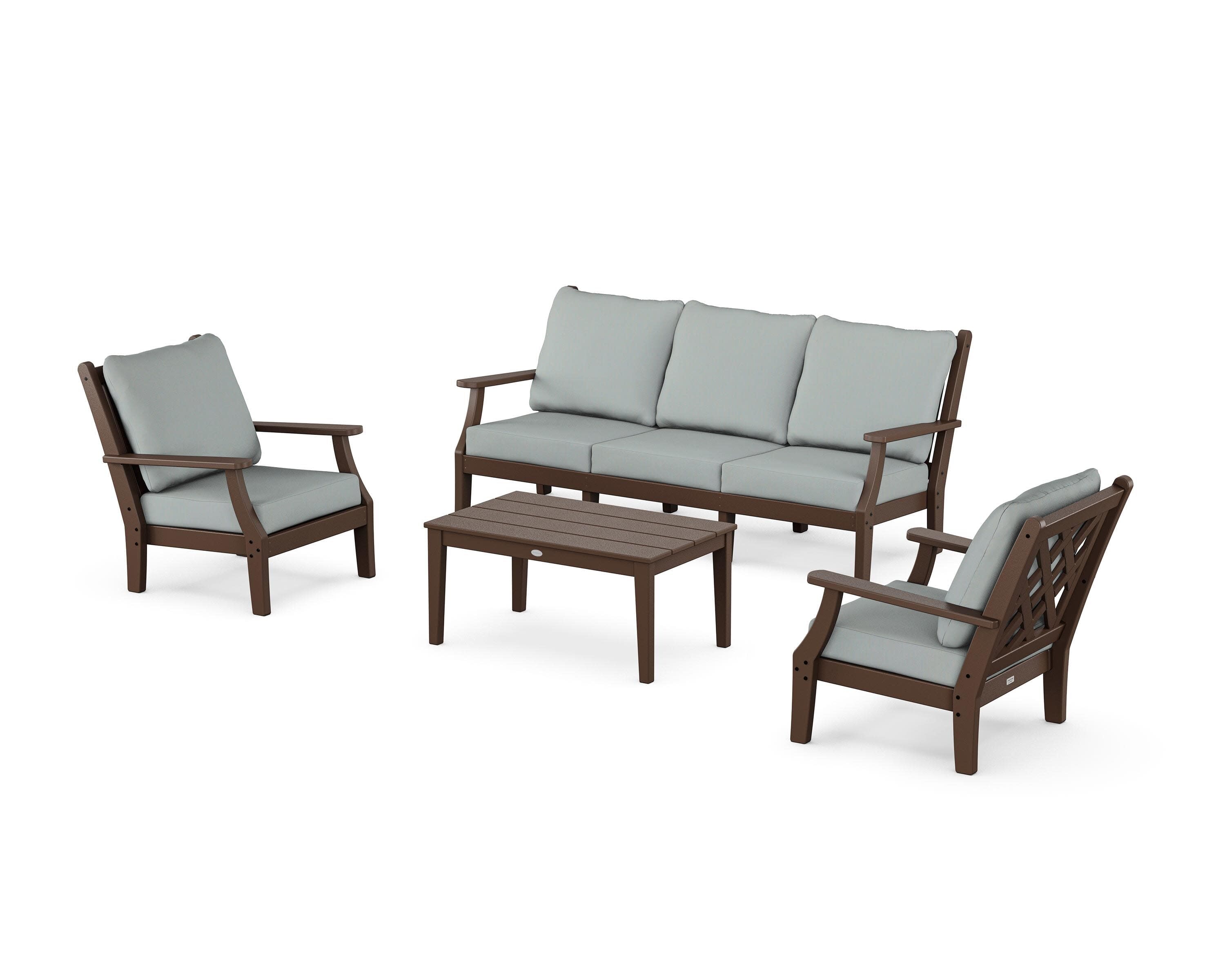 Wovendale 4-Piece Deep Seating Set with Sofa in Mahogany / Spa