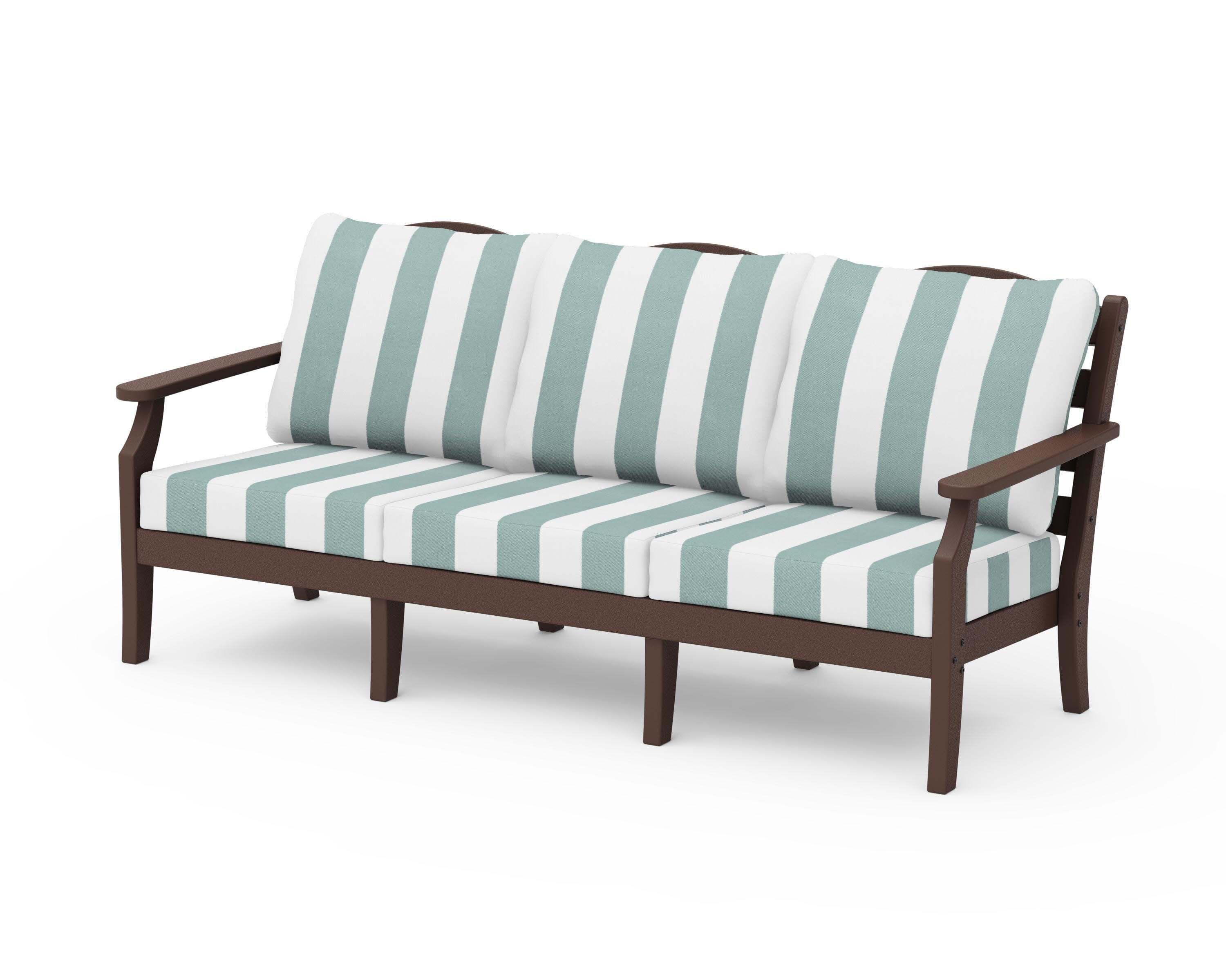 Savannah Deep Seating Sofa in Mahogany / Cabana Stripe Glacier Spa