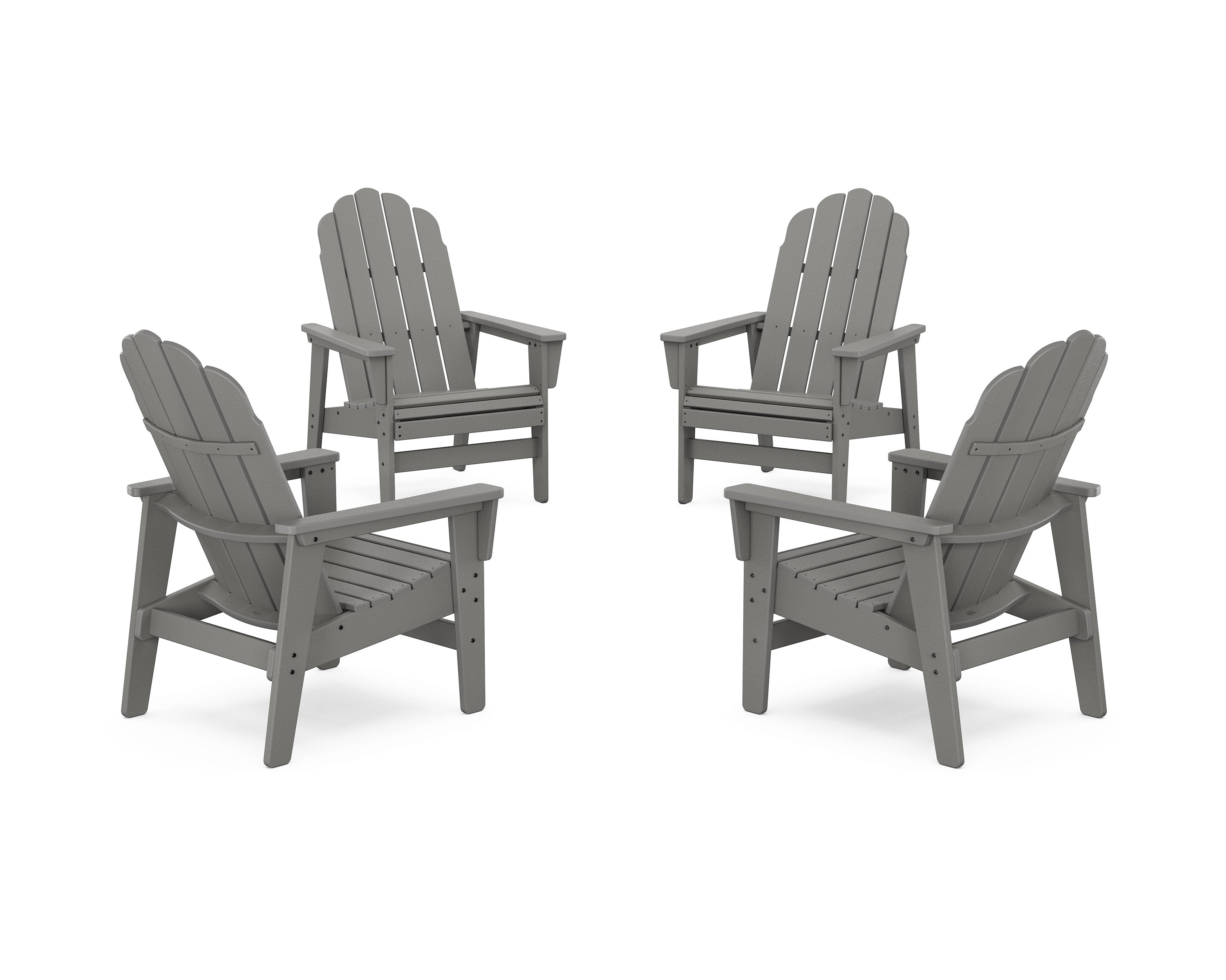 4-Piece Vineyard Grand Upright Adirondack Chair Conversation Set in Slate Grey