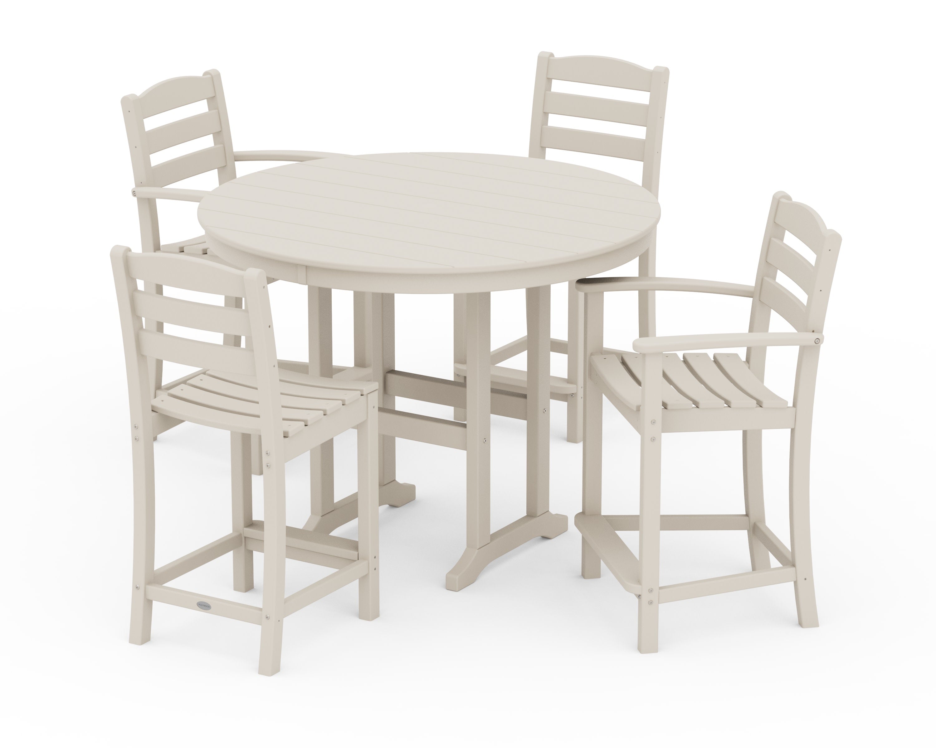 La Casa Caf 5-Piece Round Farmhouse Counter Dining Set in Sand