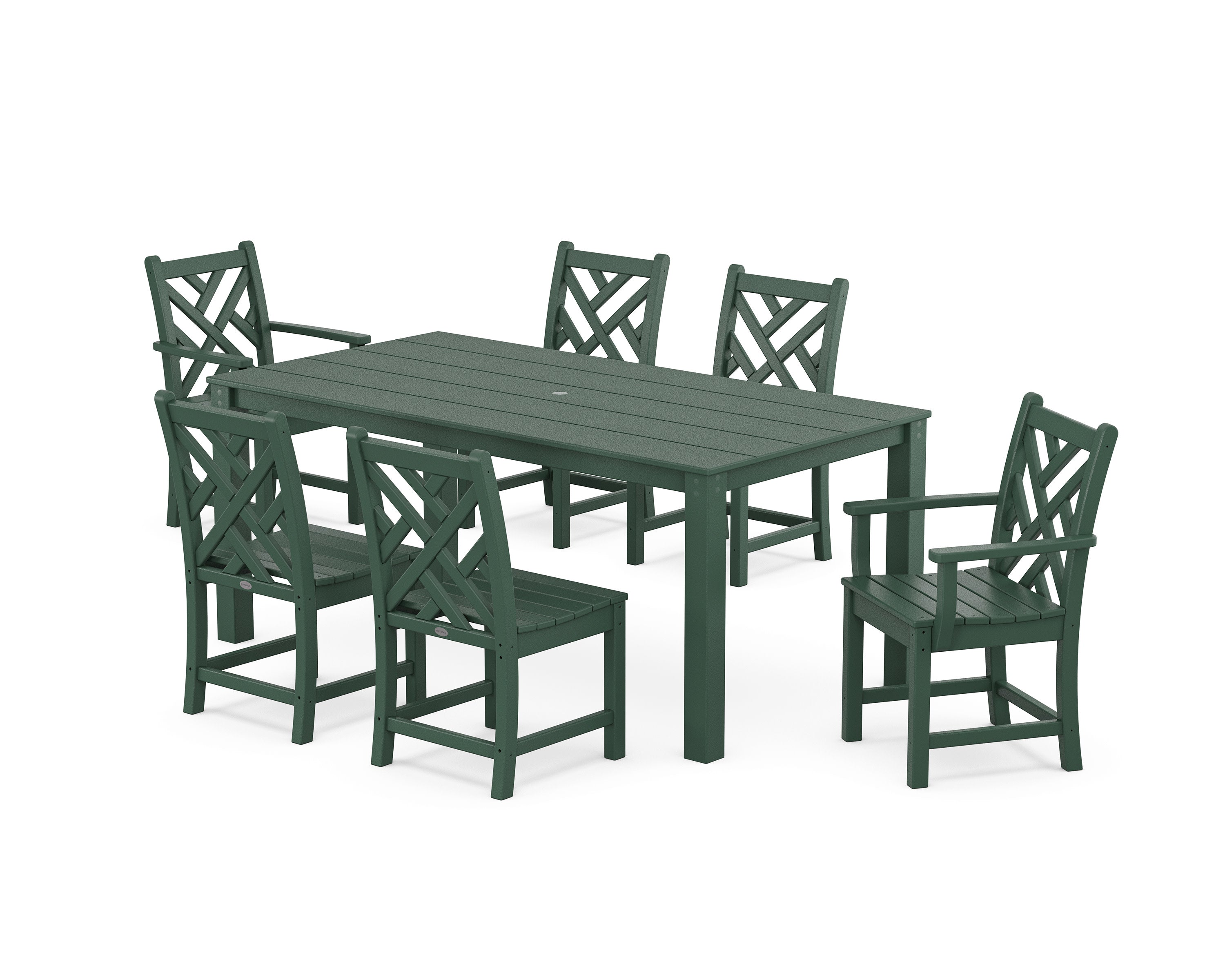 Chippendale 7-Piece Parsons Dining Set in Green