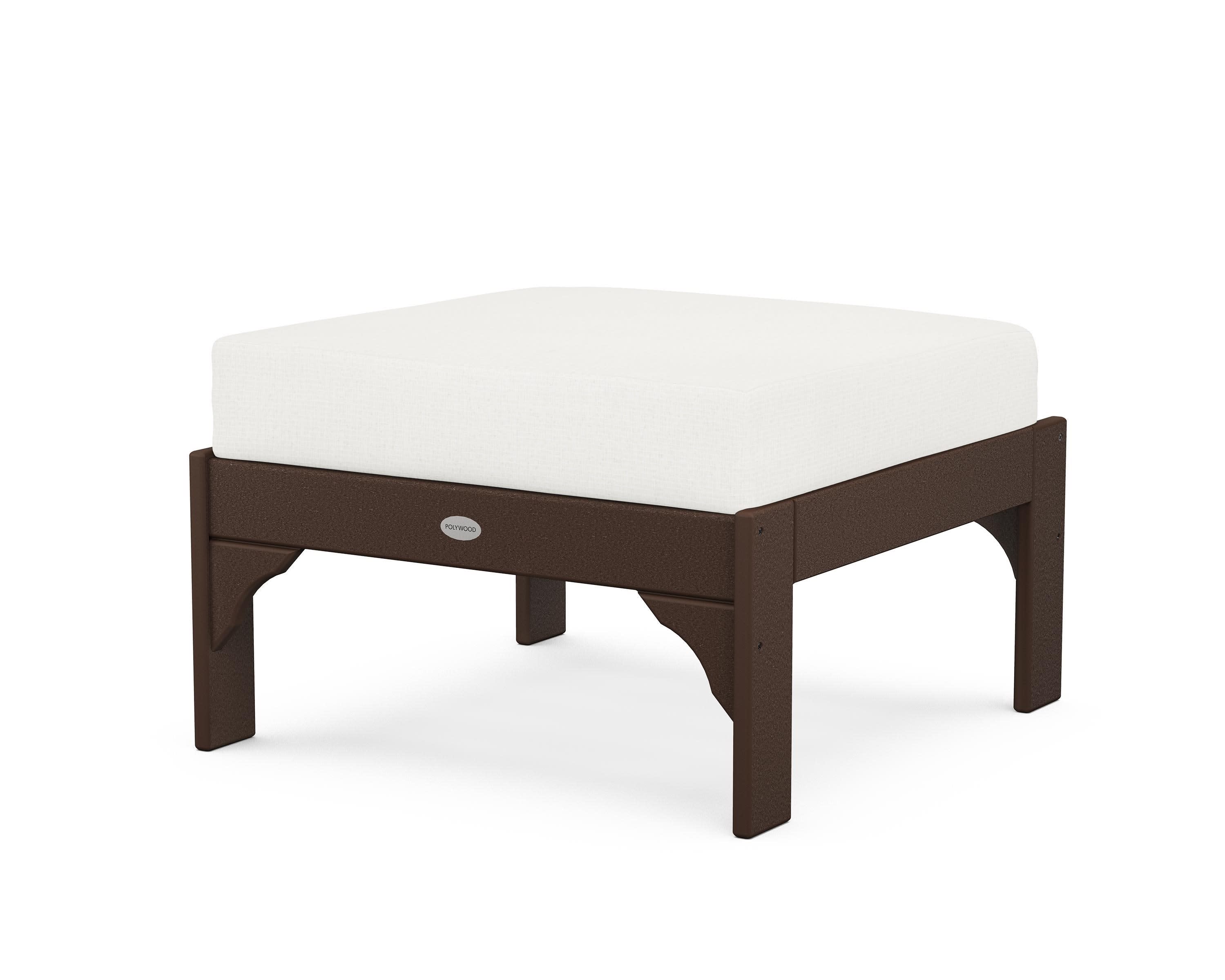 Vineyard Deep Seating Ottoman in Mahogany / Natural Linen