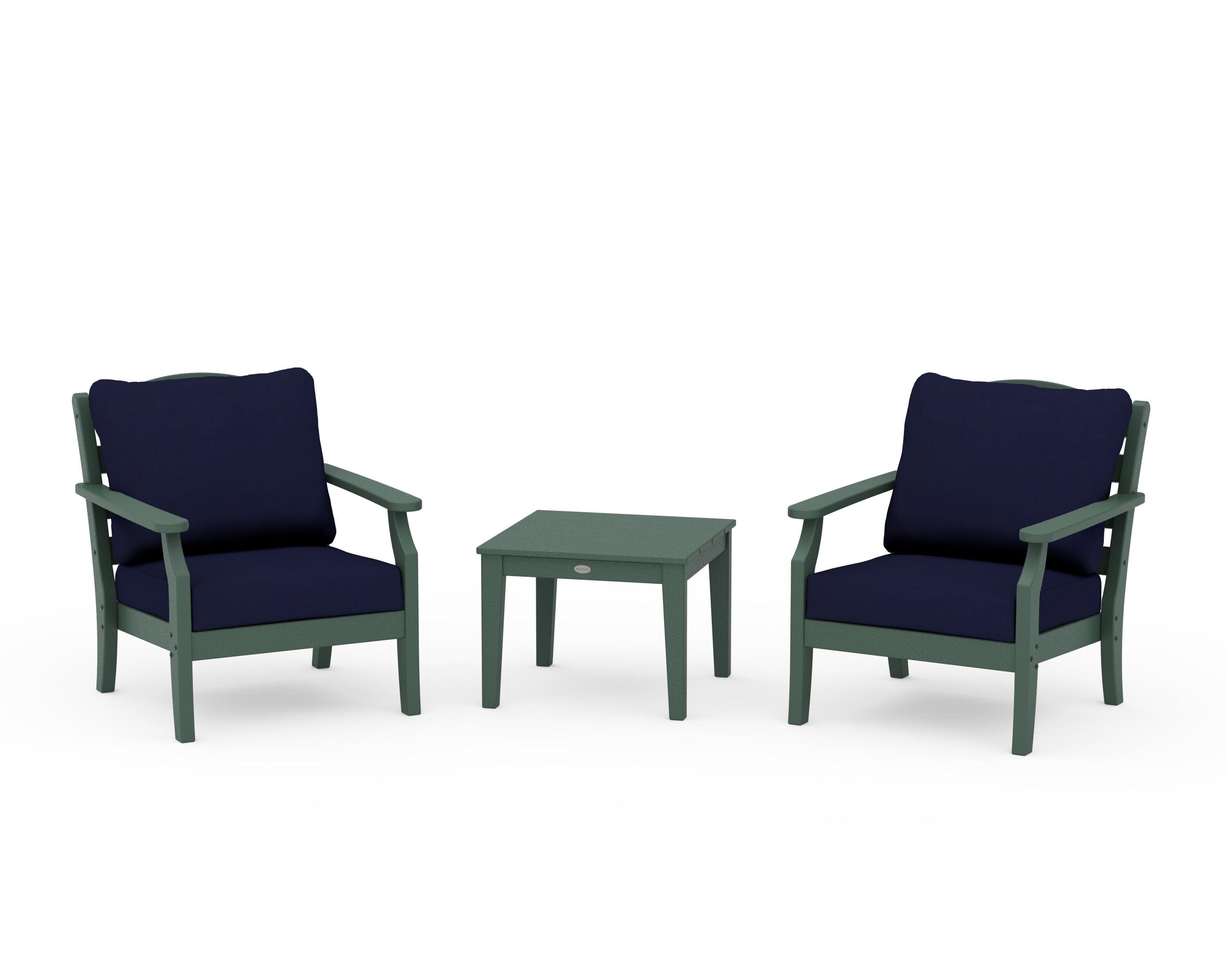 Savannah 3-Piece Deep Seating Set in Green / Navy