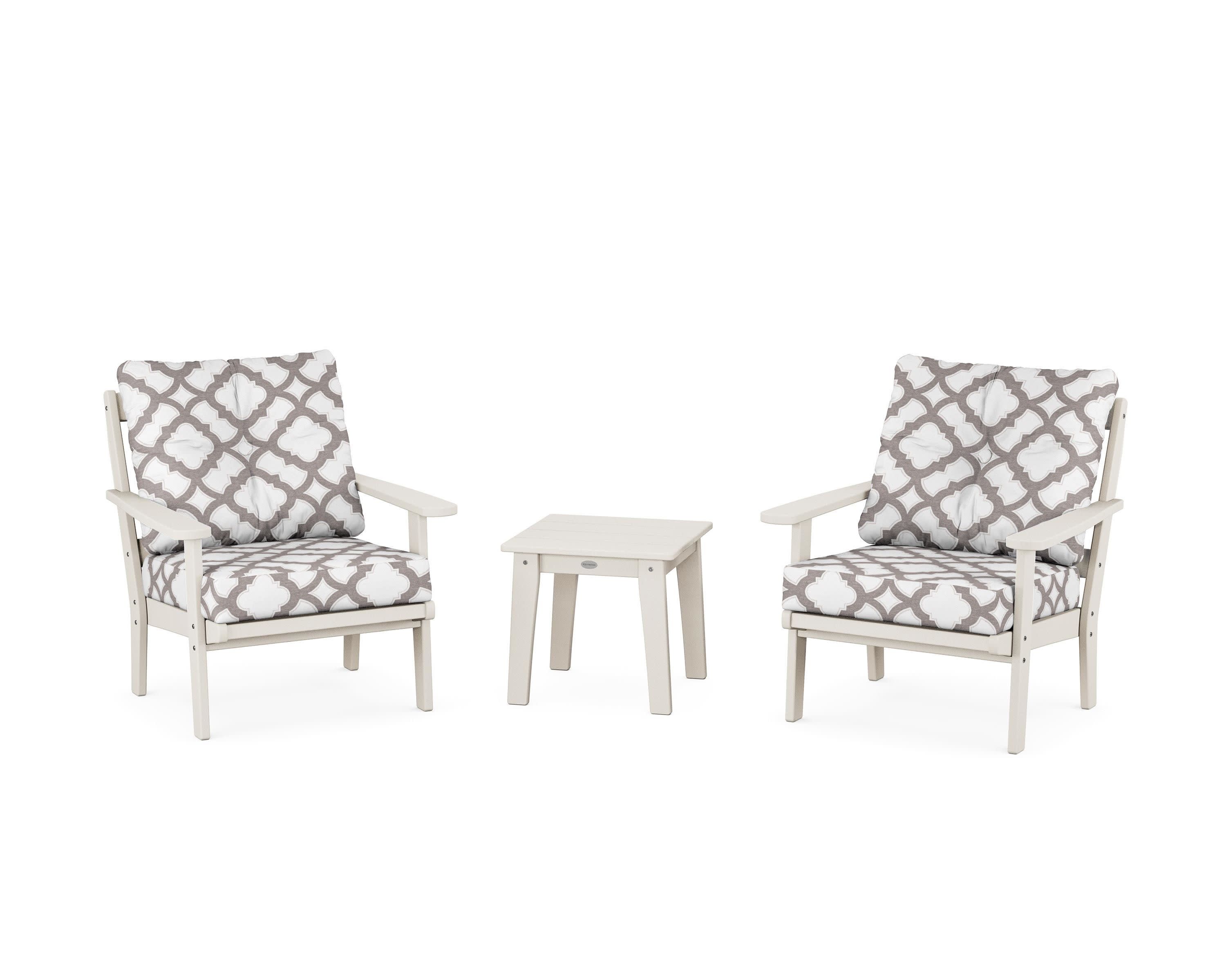 Mission 3-Piece Deep Seating Set in Sand / Trellis Grey Mist