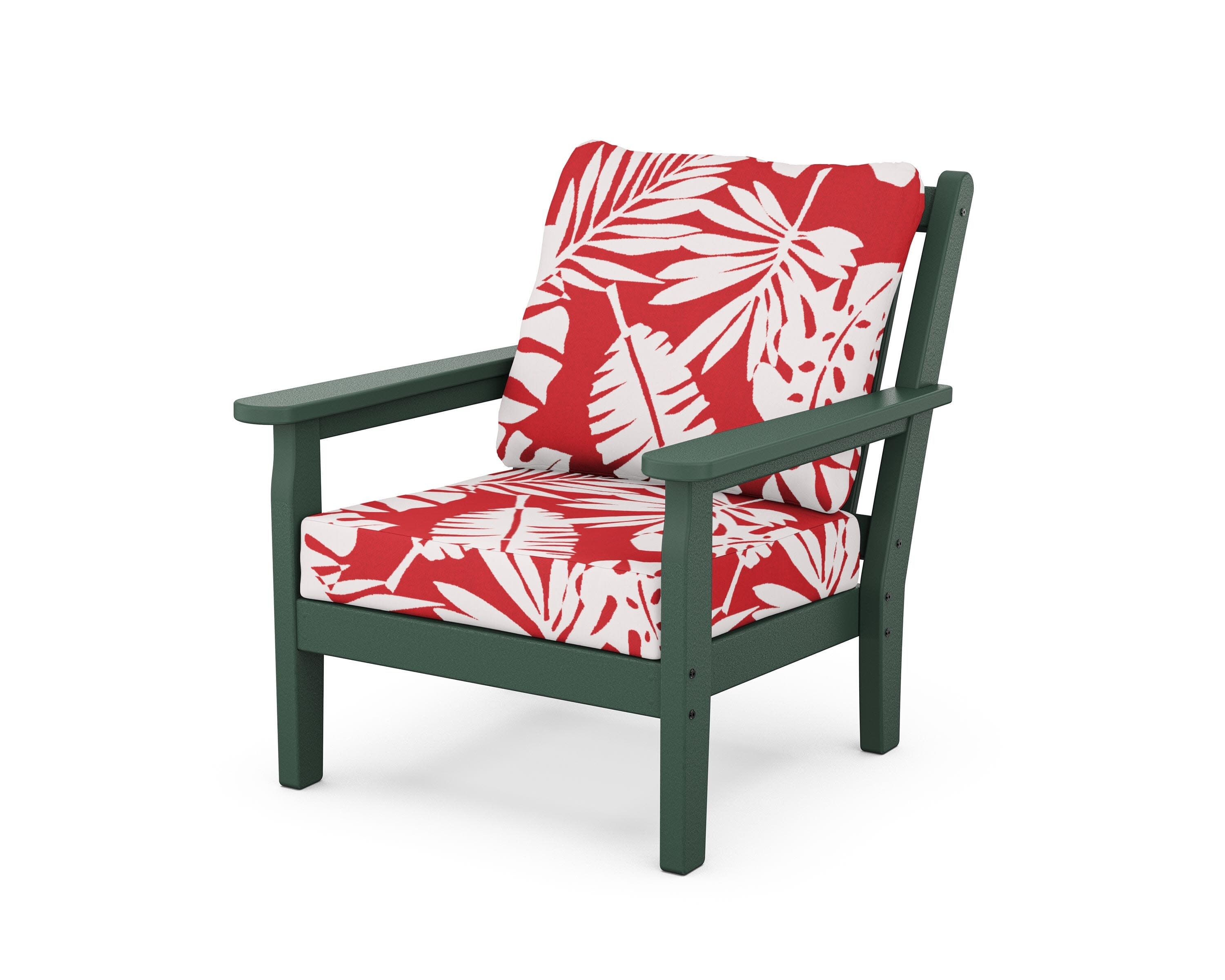 Chippendale Deep Seating Chair in Green / Leaf Crimson