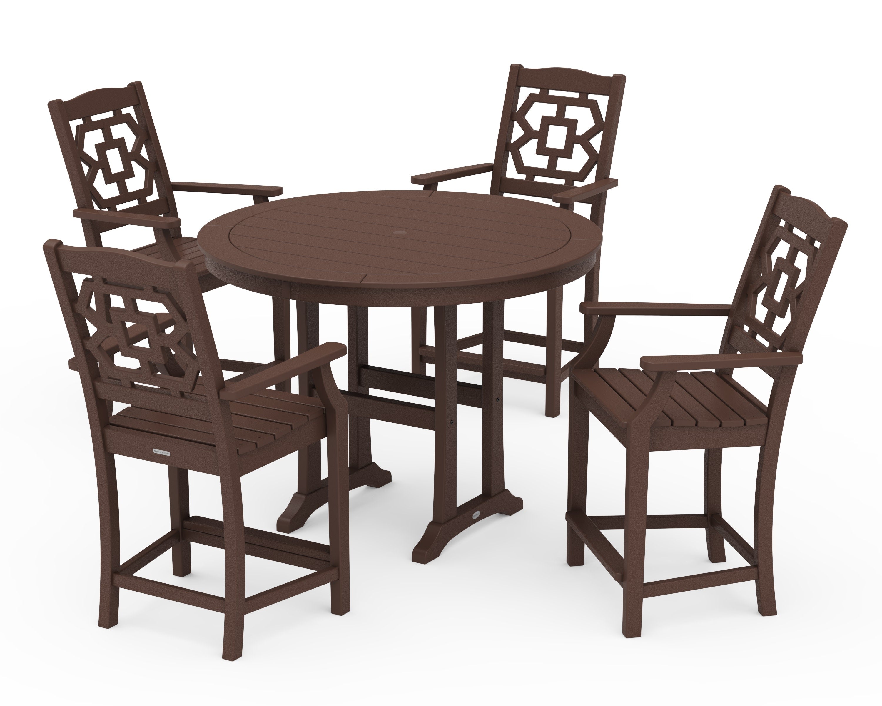 Chinoiserie 5-Piece Round Counter Set in Mahogany