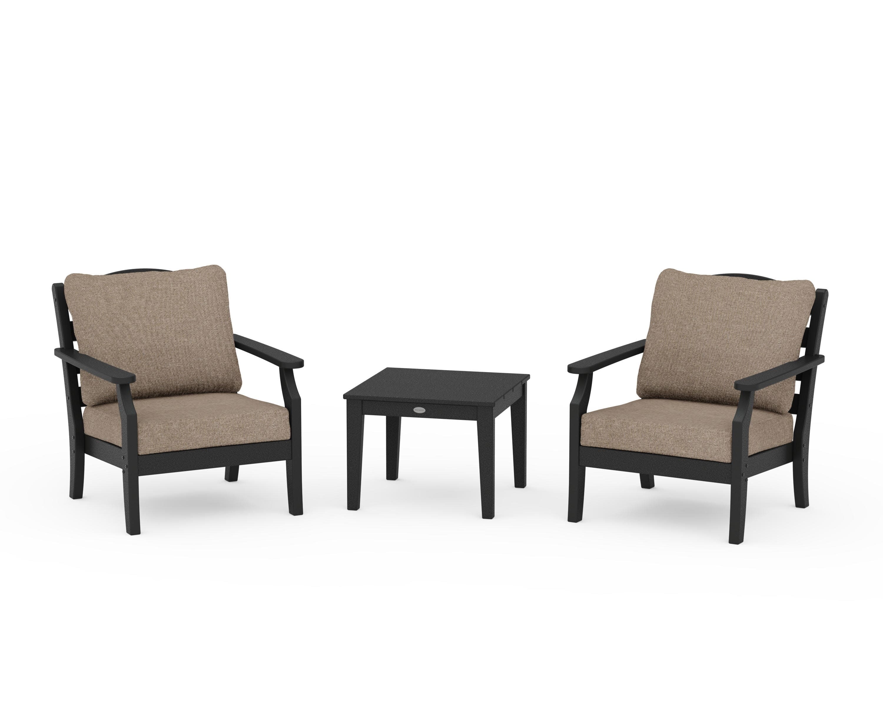 Savannah 3-Piece Deep Seating Set in Black / Spiced Burlap