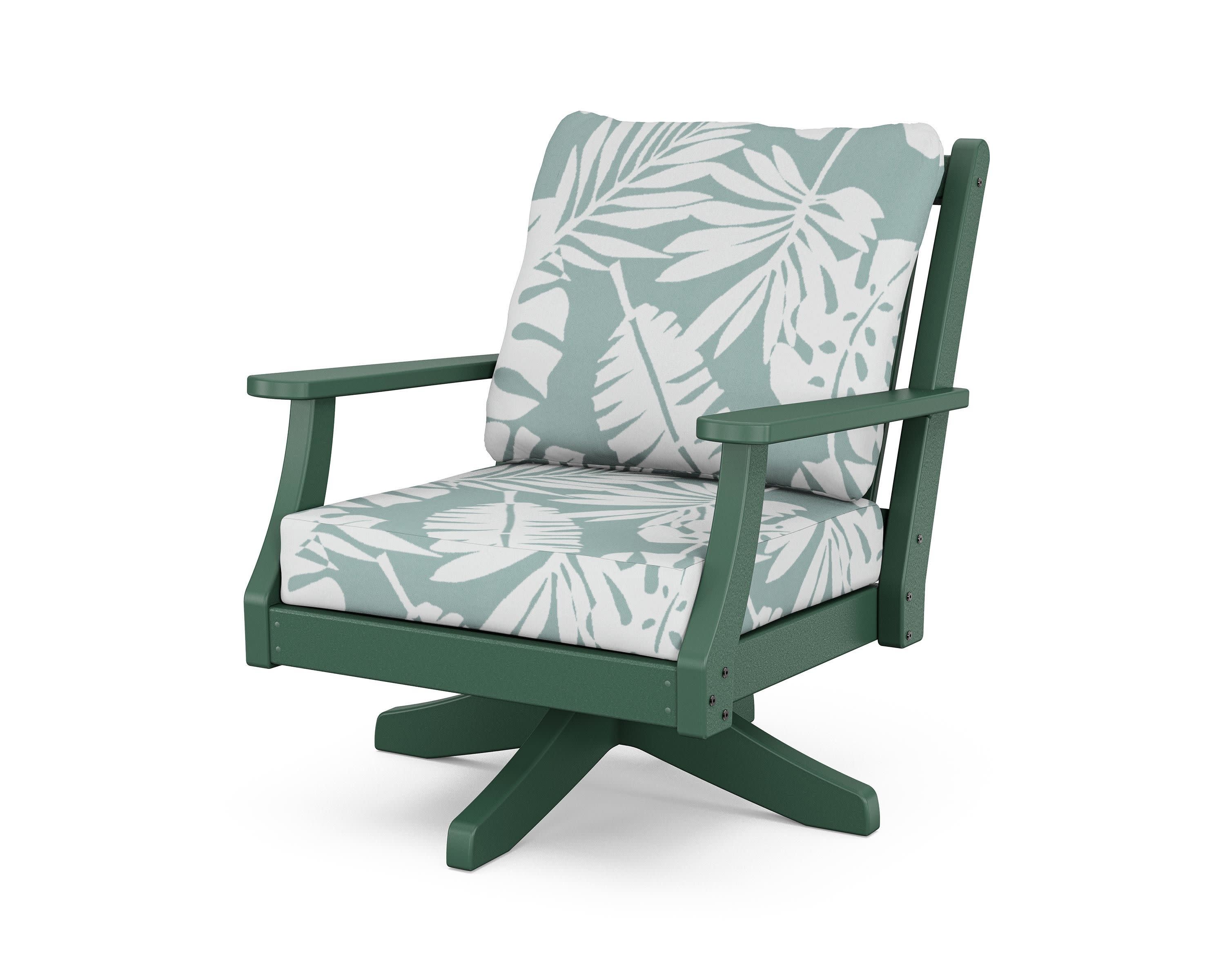 Wovendale Deep Seating Swivel Chair in Green / Leaf Glacier Spa