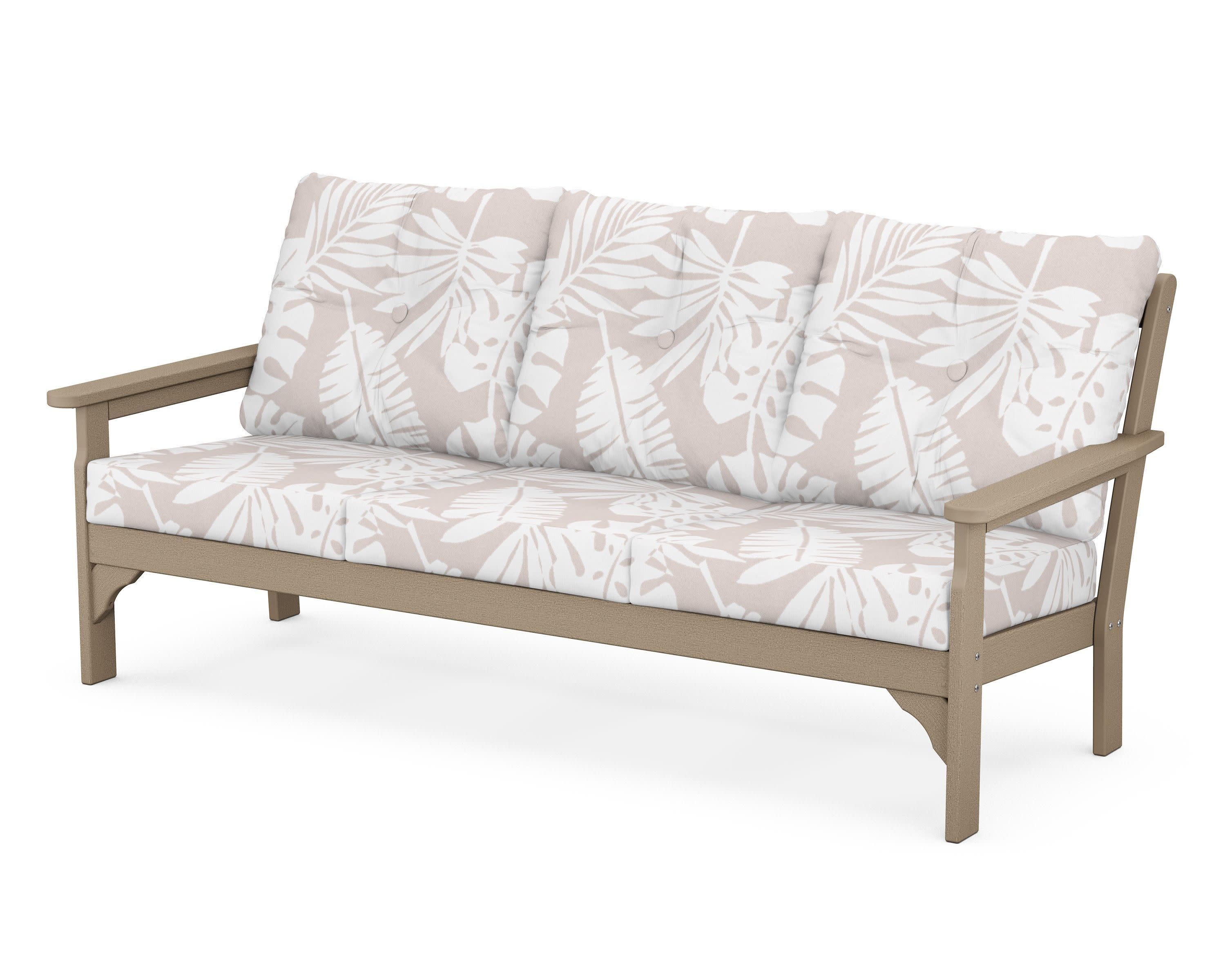 Vineyard Deep Seating Sofa in Vintage Sahara / Leaf Dune Burlap