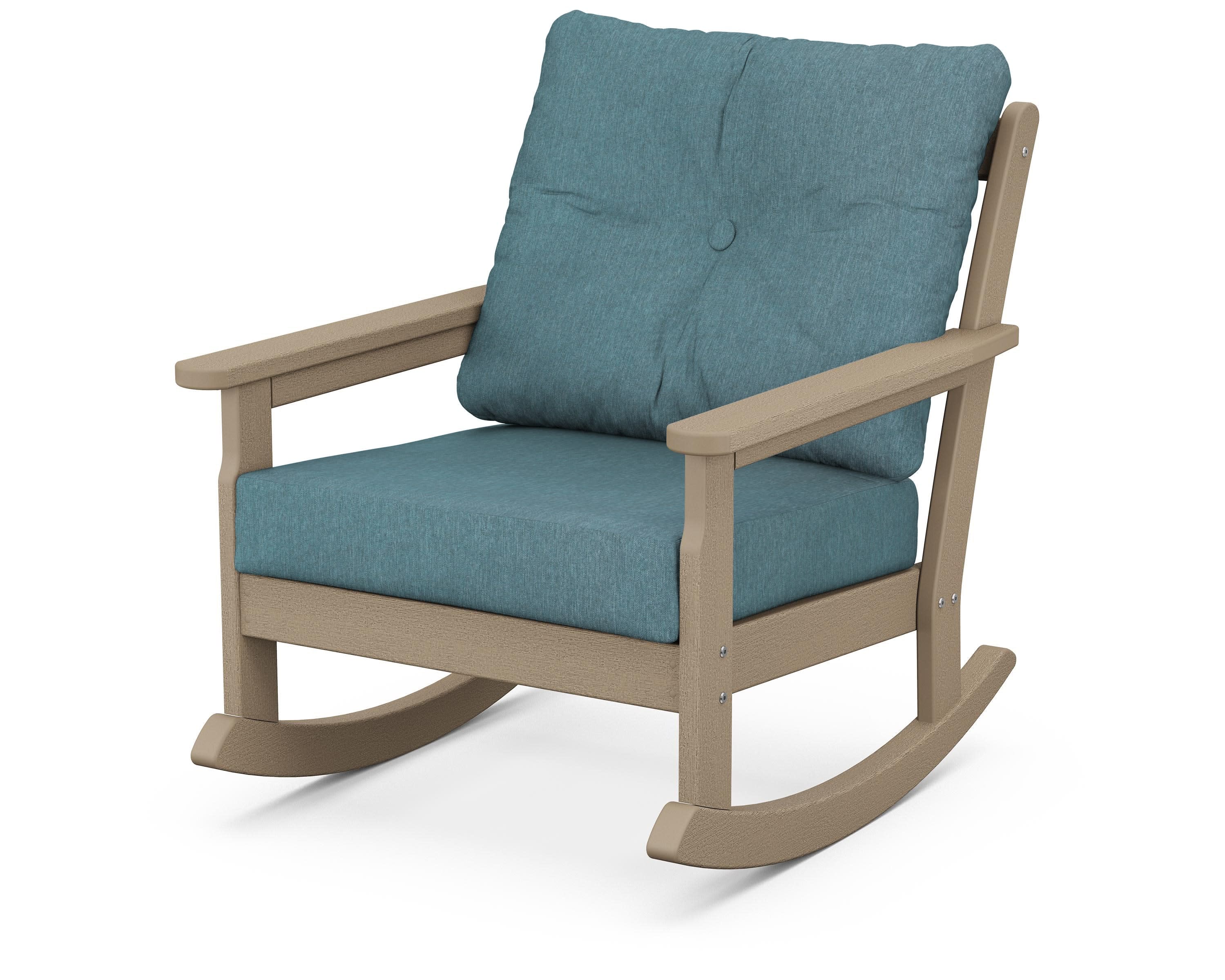 Vineyard Deep Seating Rocking Chair in Vintage Sahara / Ocean Teal