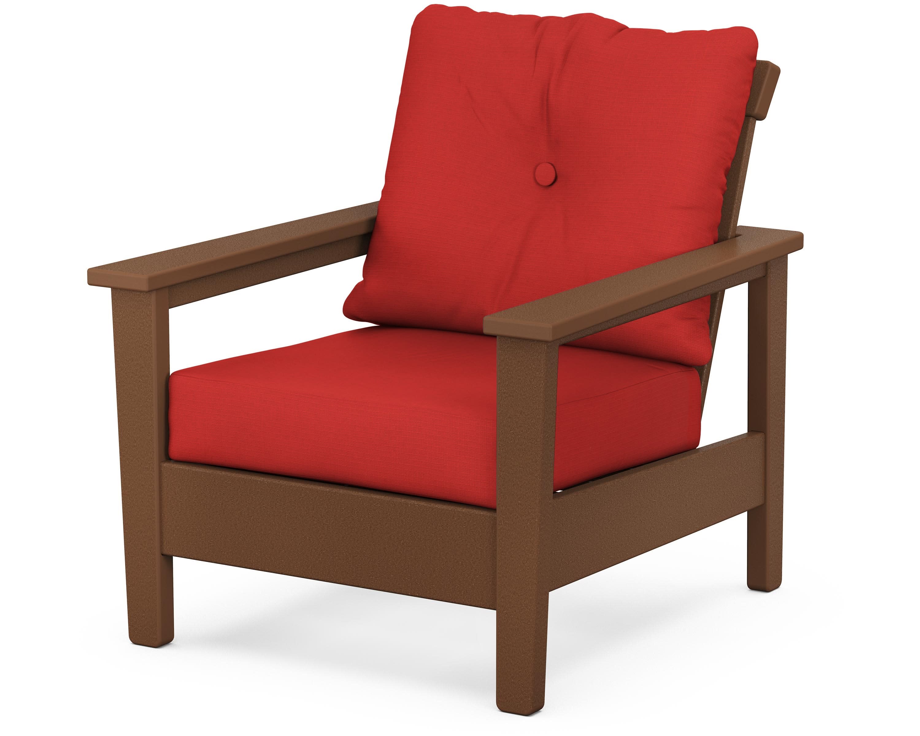 Prescott Deep Seating Chair in Teak / Crimson Linen