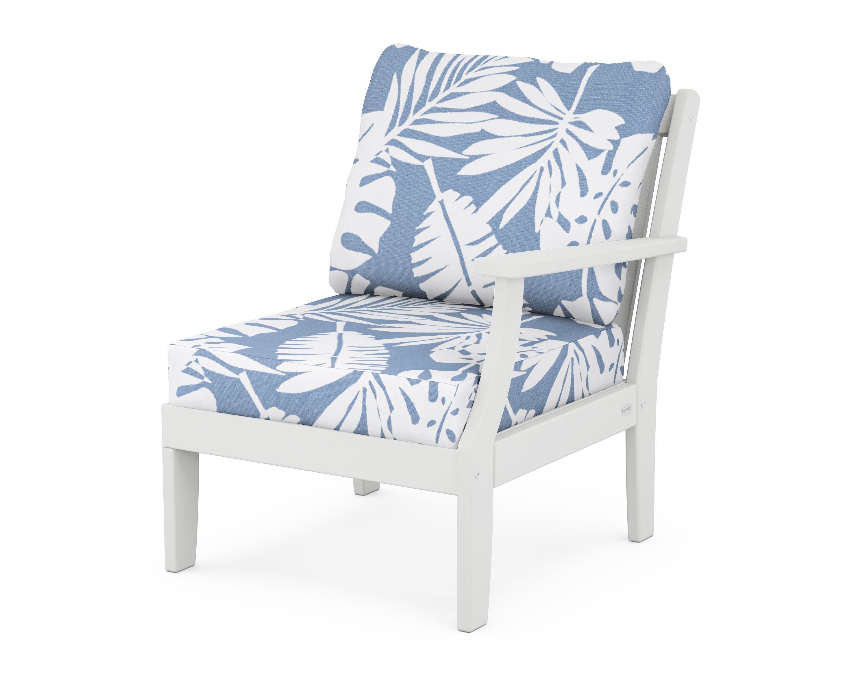 Braxton Modular Right Arm Chair in White / Leaf Sky Blue