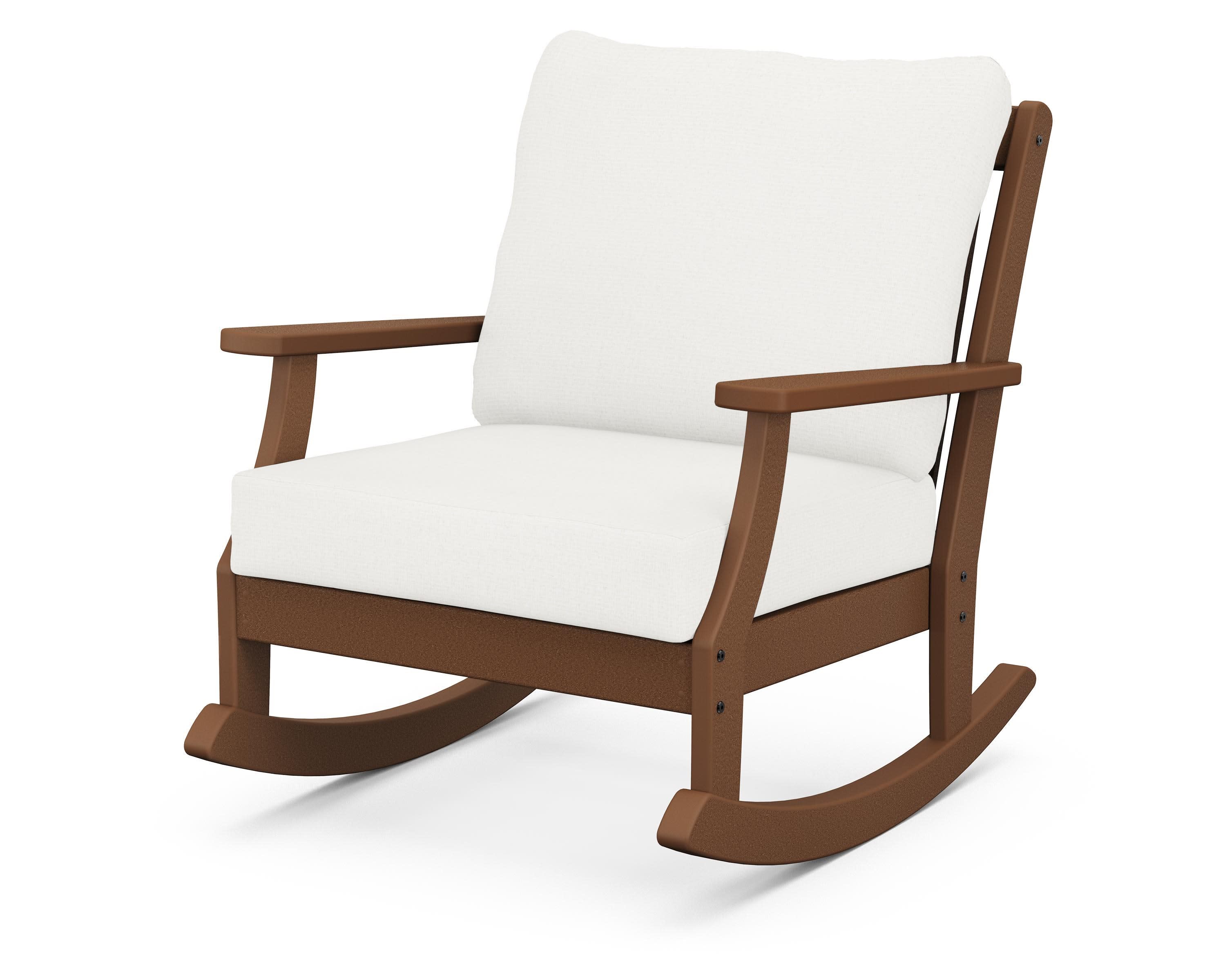 Braxton Deep Seating Rocking Chair in Teak / Natural Linen