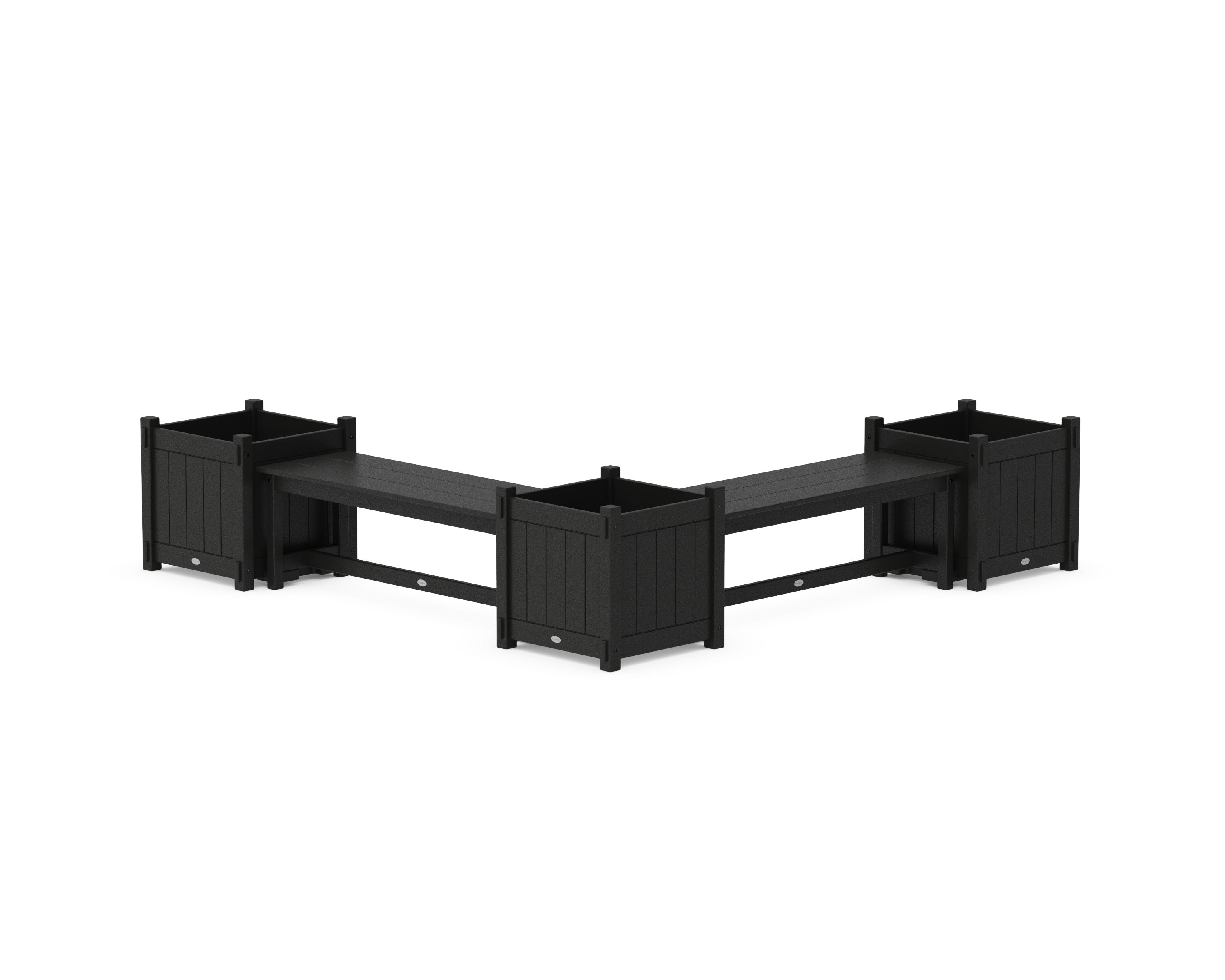 48" Vineyard L- Shaped Planter Bench Corner Set - Large in Black