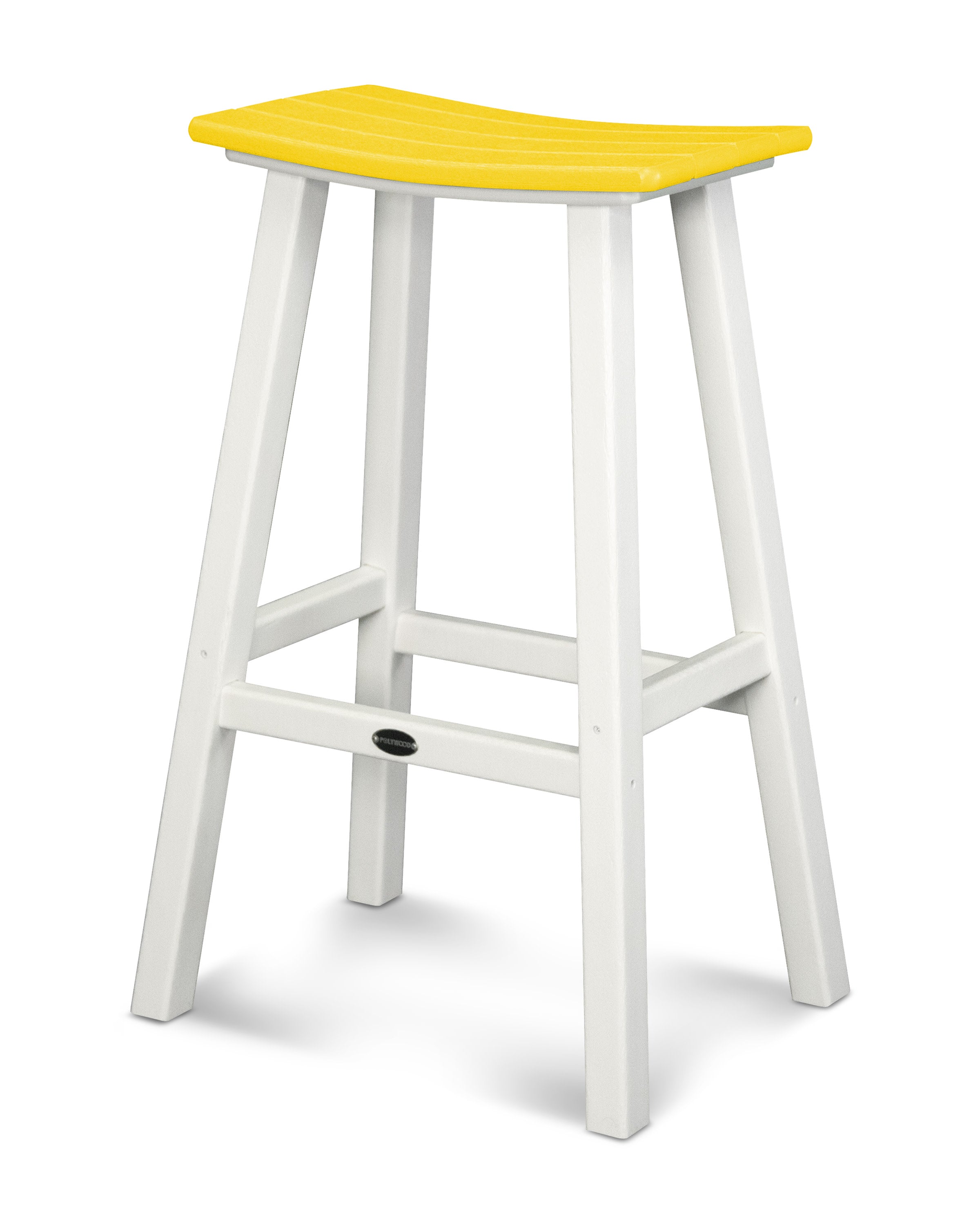 Contempo 30" Saddle Bar Stool in White / Lemon