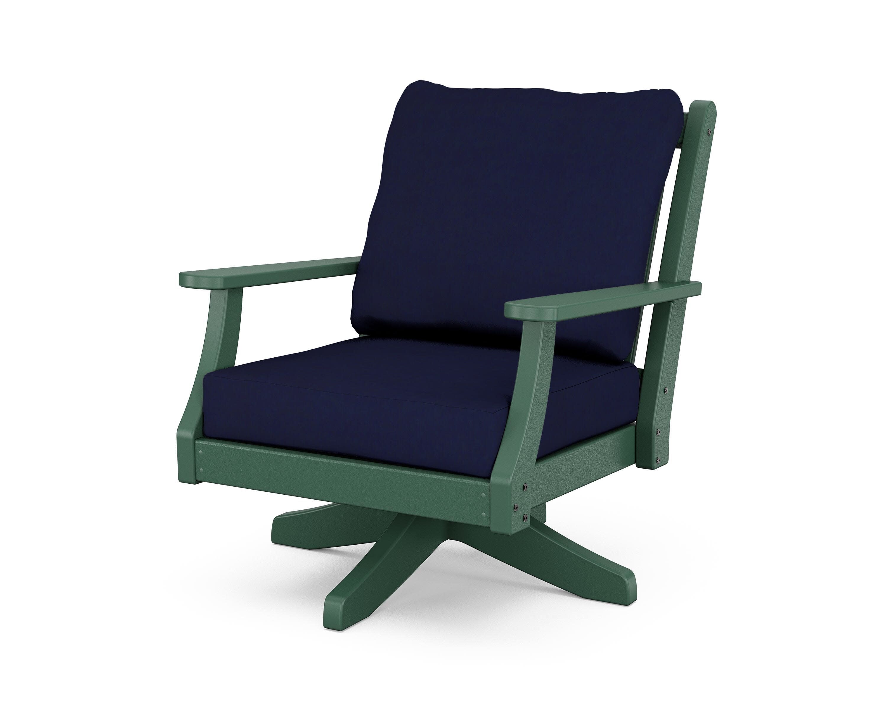 Wovendale Deep Seating Swivel Chair in Green / Navy