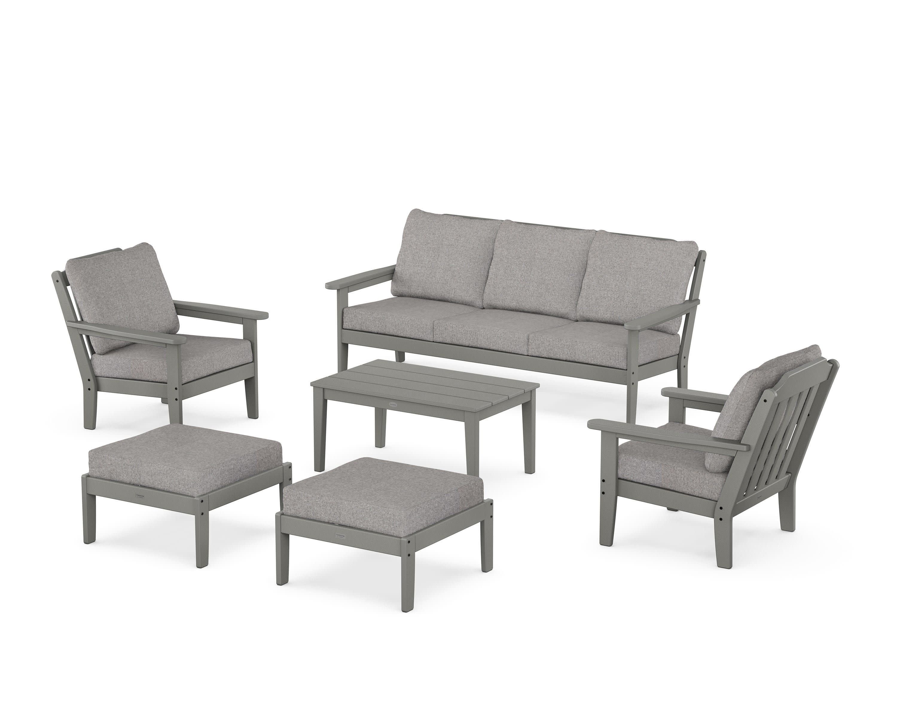 Cottage 6-Piece Lounge Sofa Set in Slate Grey / Grey Mist