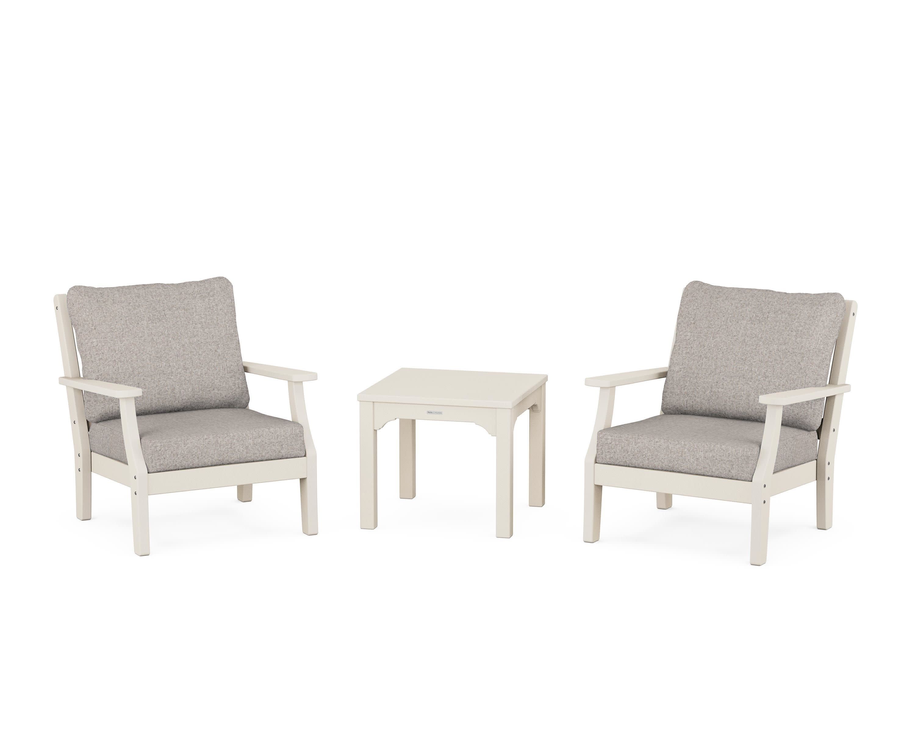 Chinoiserie 3-Piece Deep Seating Set in Sand / Weathered Tweed