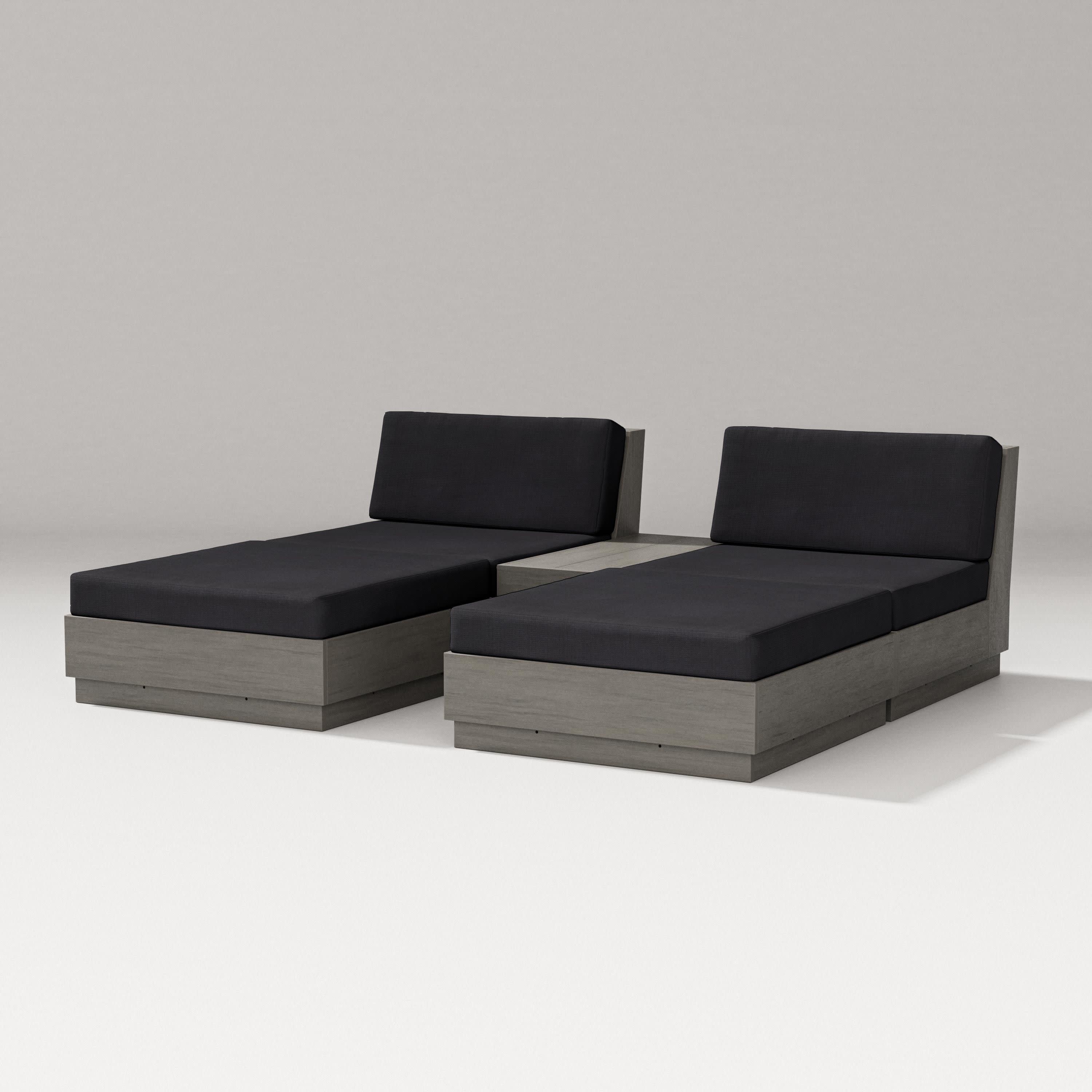 Elevate Double Chaise Set in Driftwood / Midnight Linen