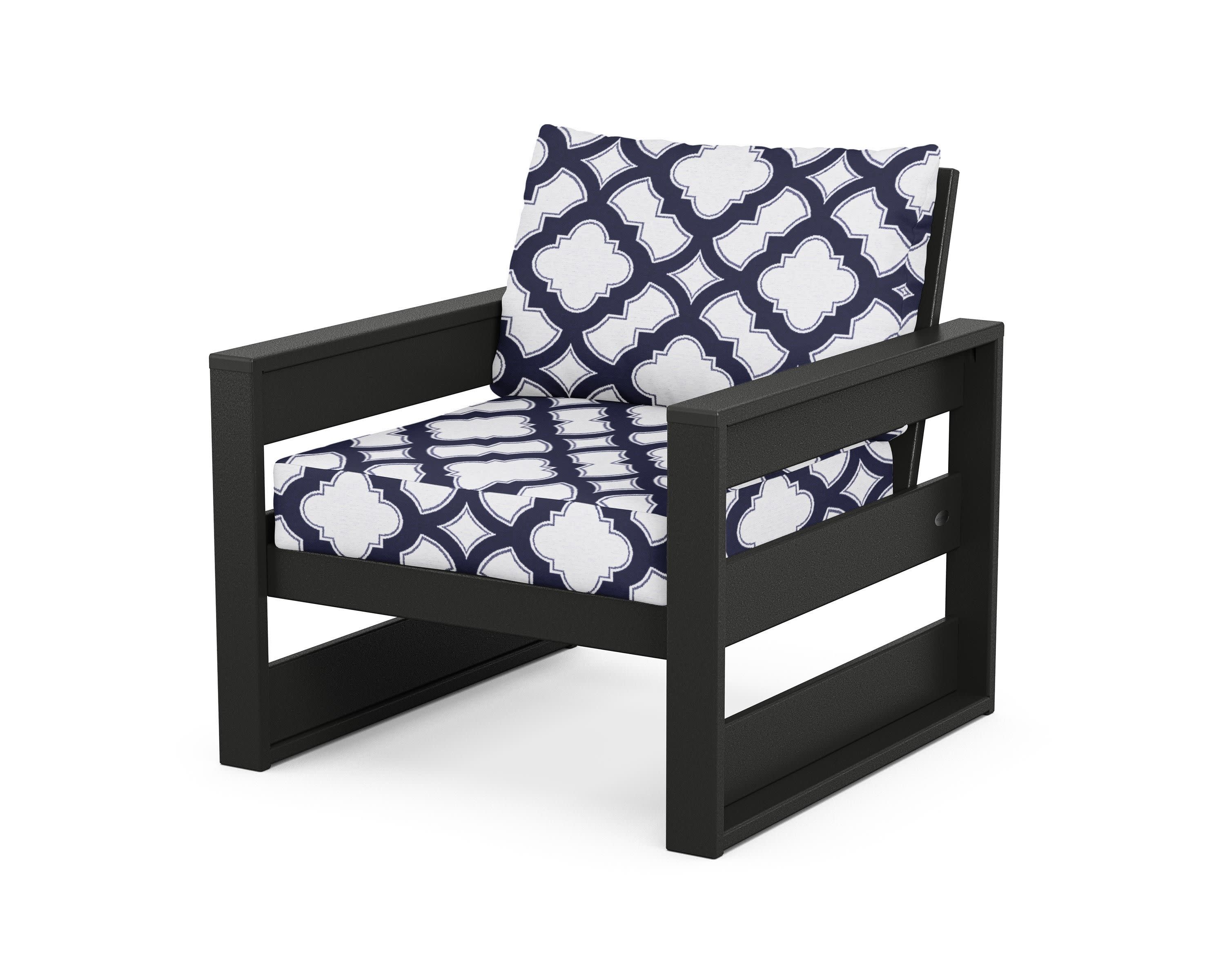 Westport Club Chair in Black / Trellis Navy