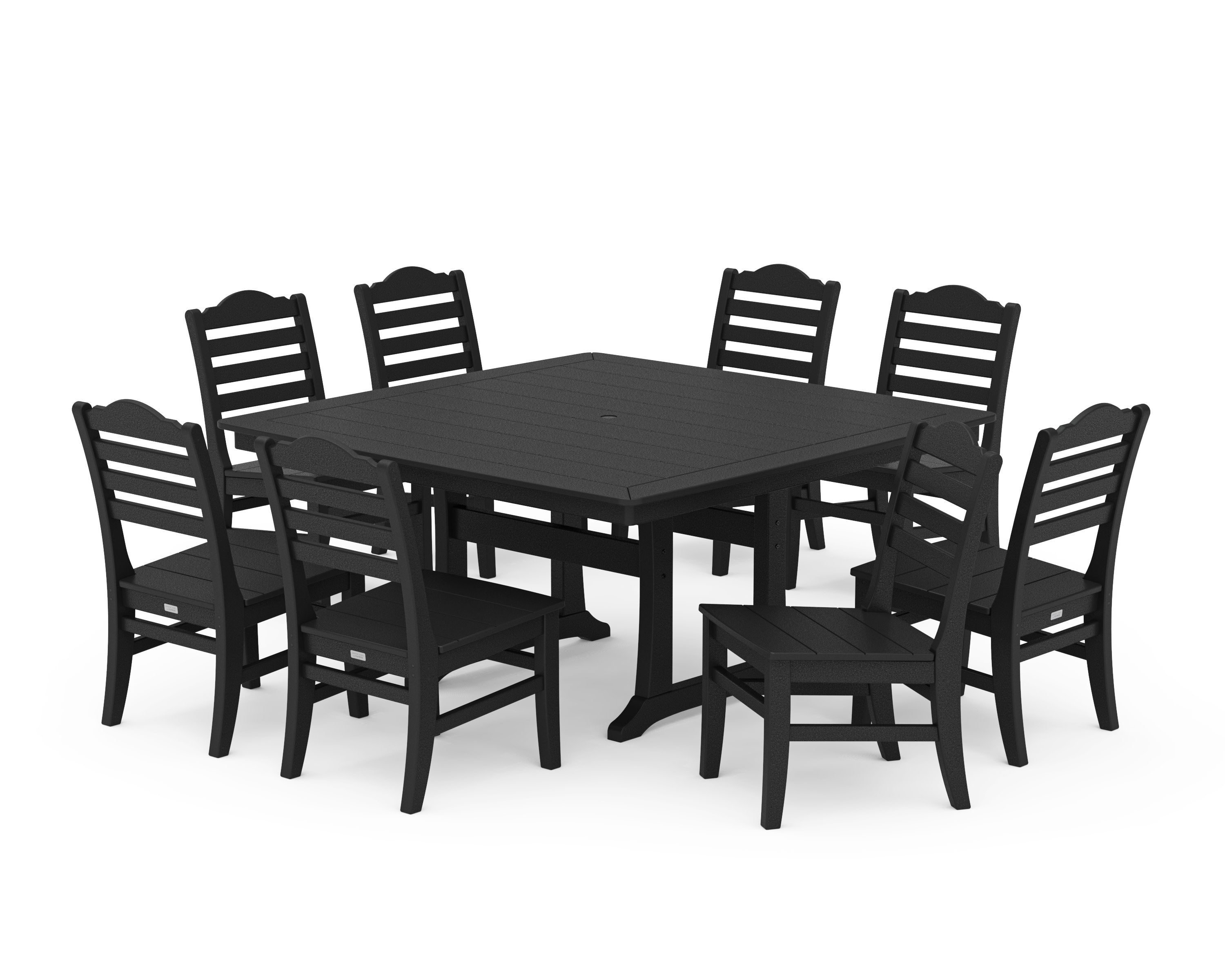 Savannah Side Chair 9-Piece Square Dining Set with Trestle Legs in Black