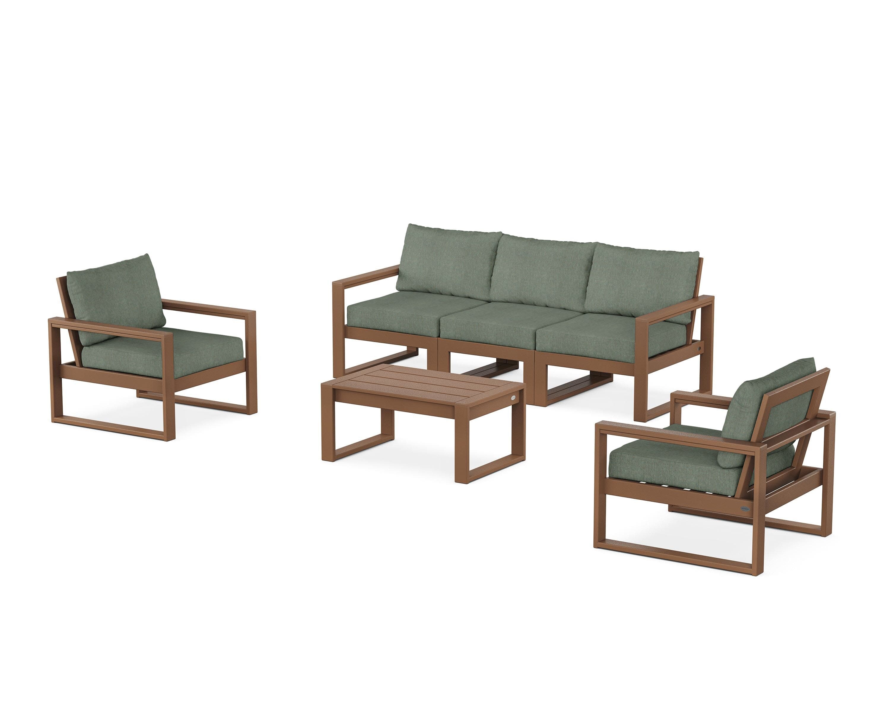 EDGE Sectional 4-Piece Deep Seating Set with Sofa in Teak / Cast Sage