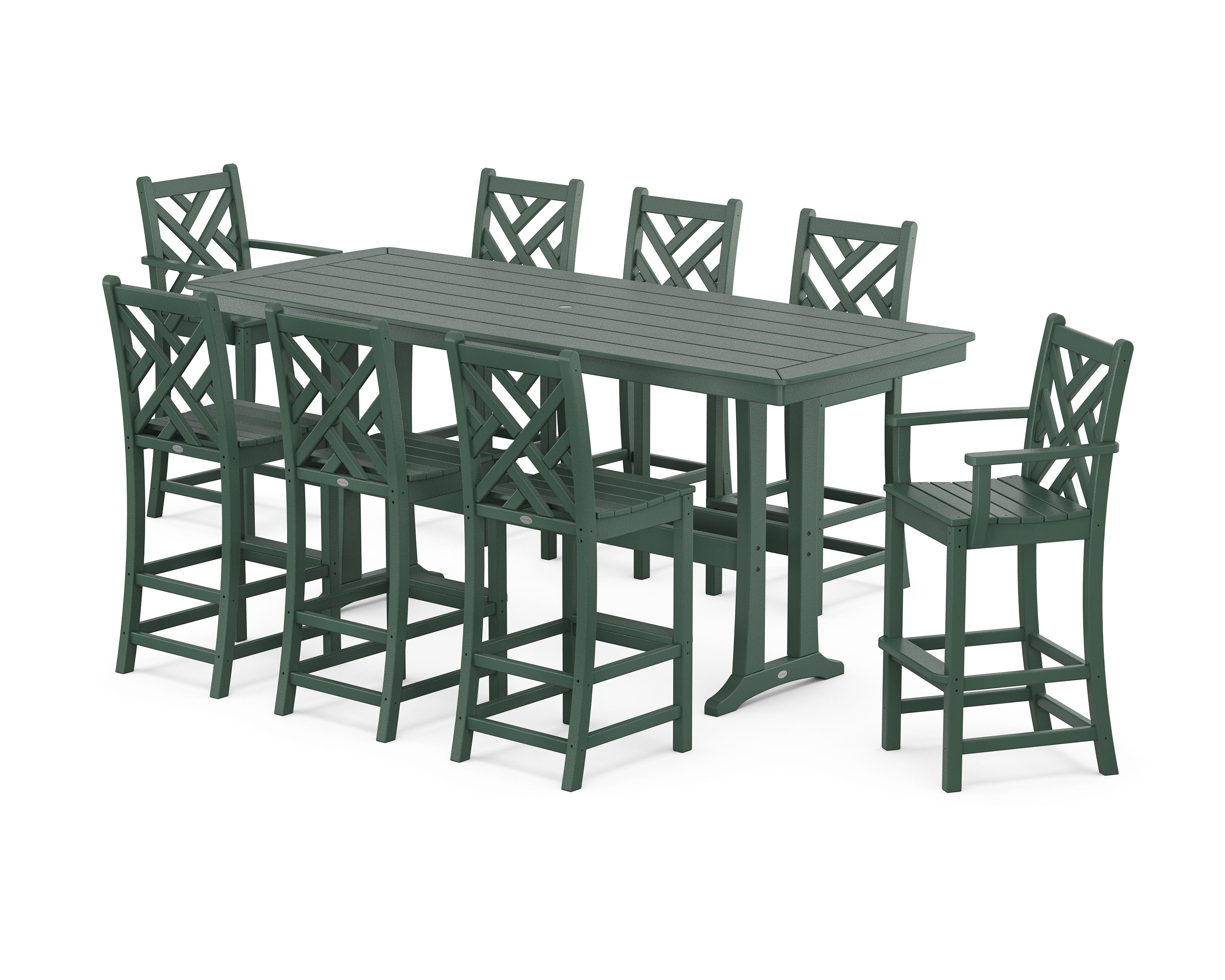 Chippendale 9-Piece Bar Set with Trestle Legs in Green