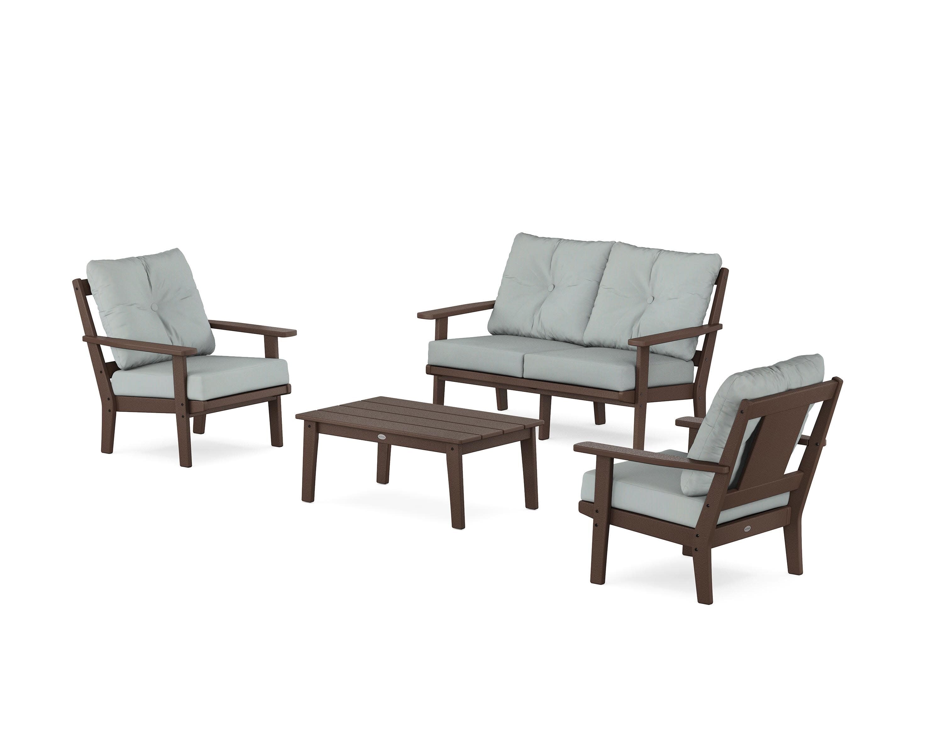Prairie 4-Piece Deep Seating Set with Loveseat in Mahogany / Spa