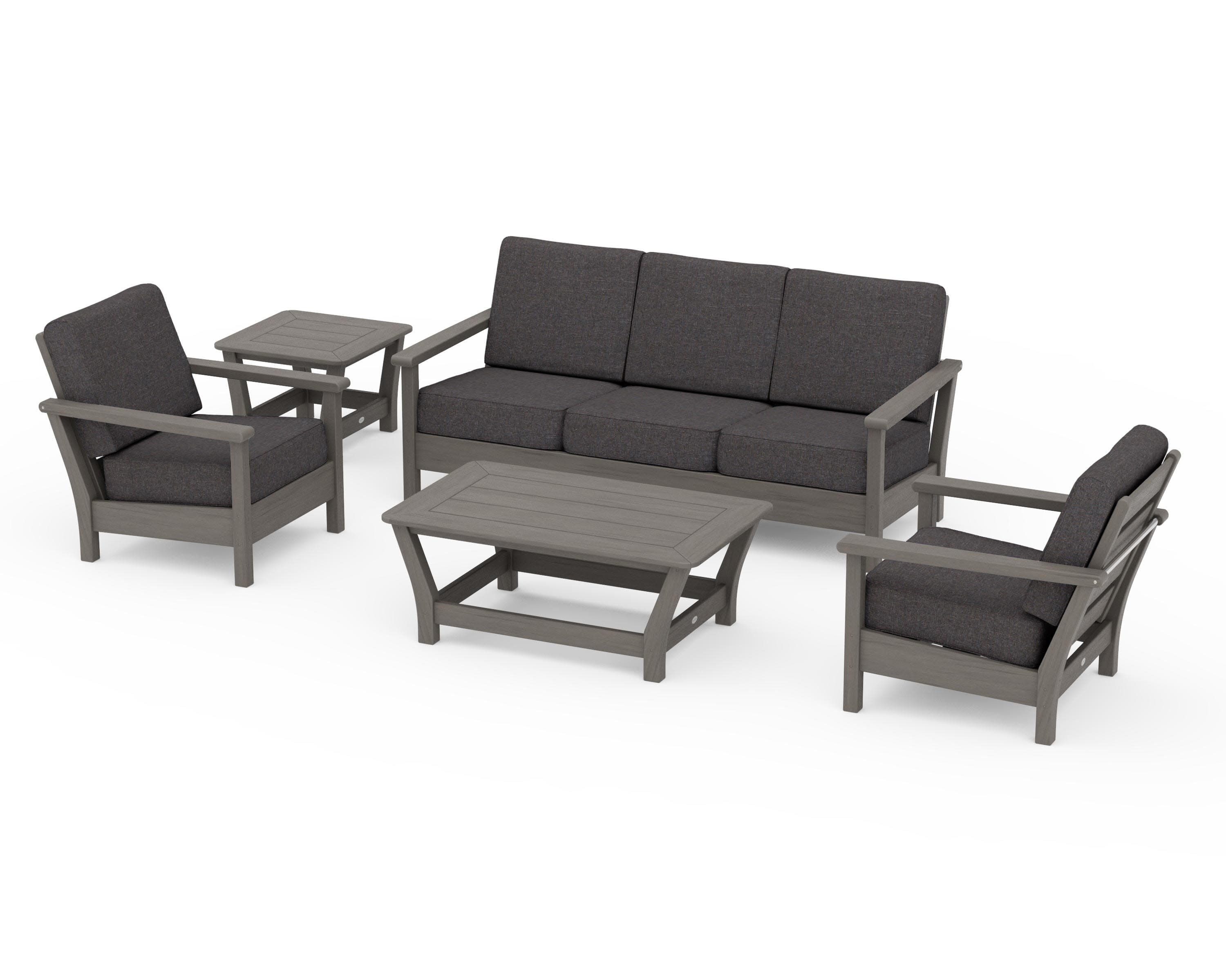 Harbour 5-Piece Deep Seating Set in Driftwood / Ash Charcoal