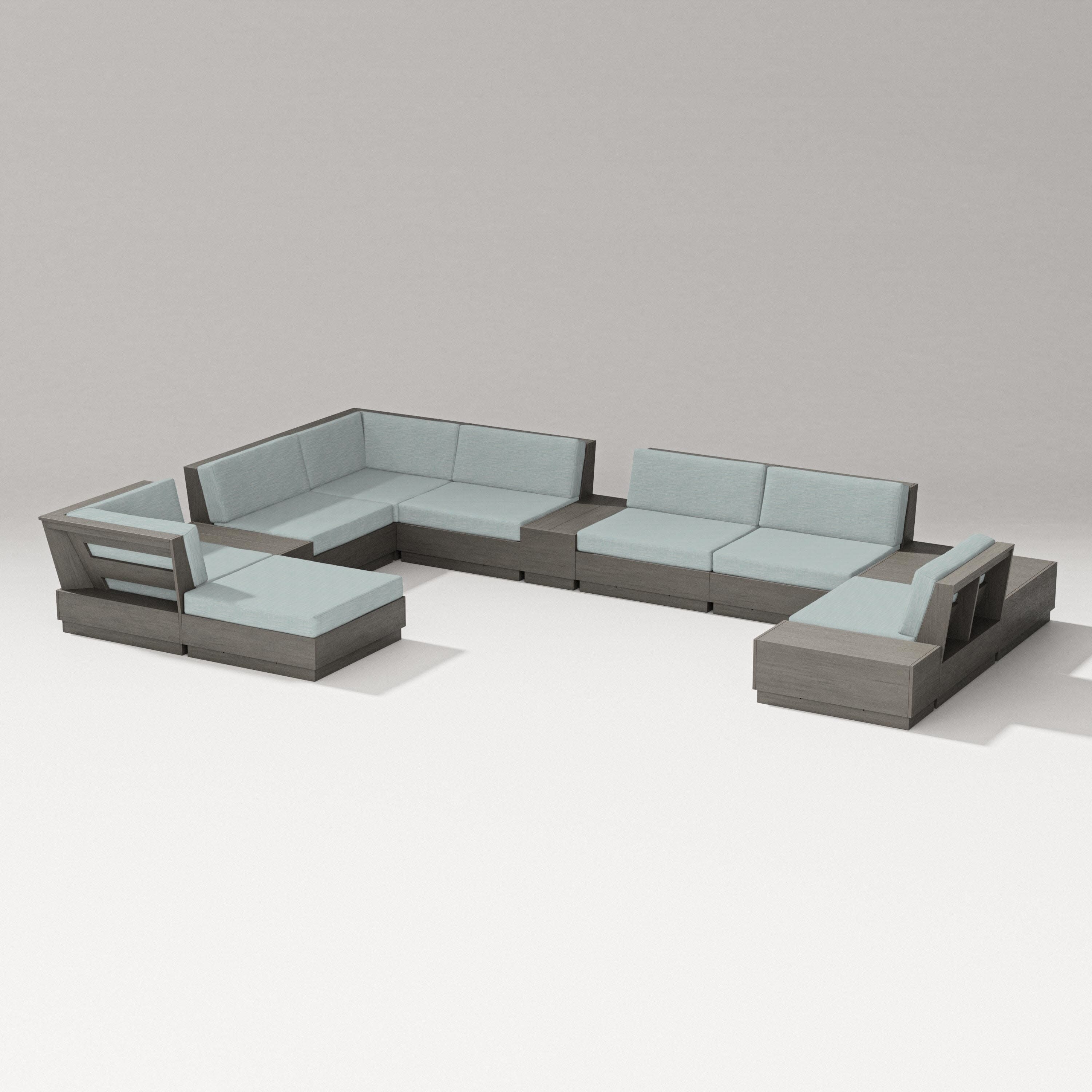 Elevate 12-Piece Conversation Sectional Set in Driftwood / Soothe Mist