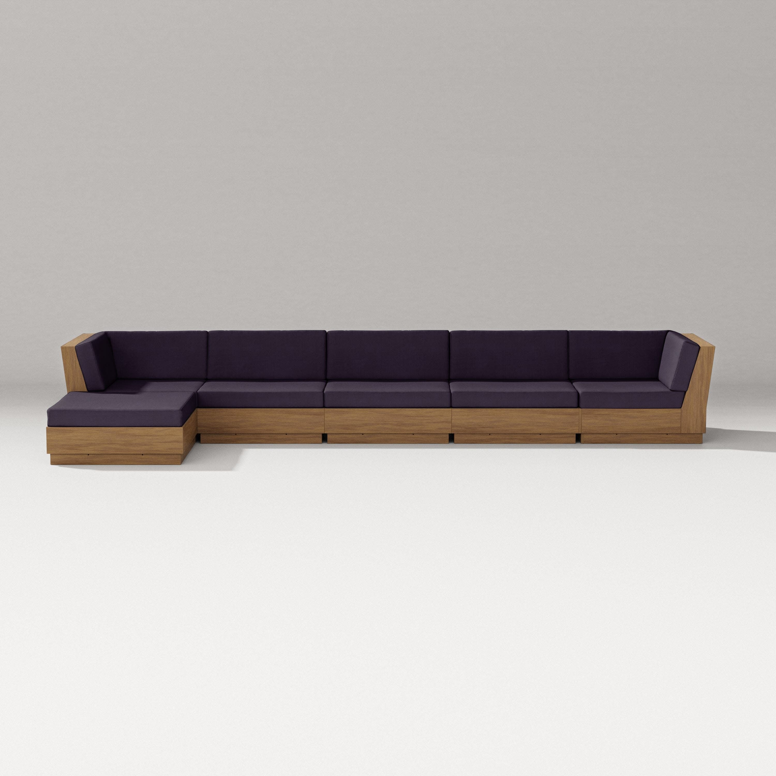 Elevate 6-Piece Chaise Sectional in Natural / Navy Linen