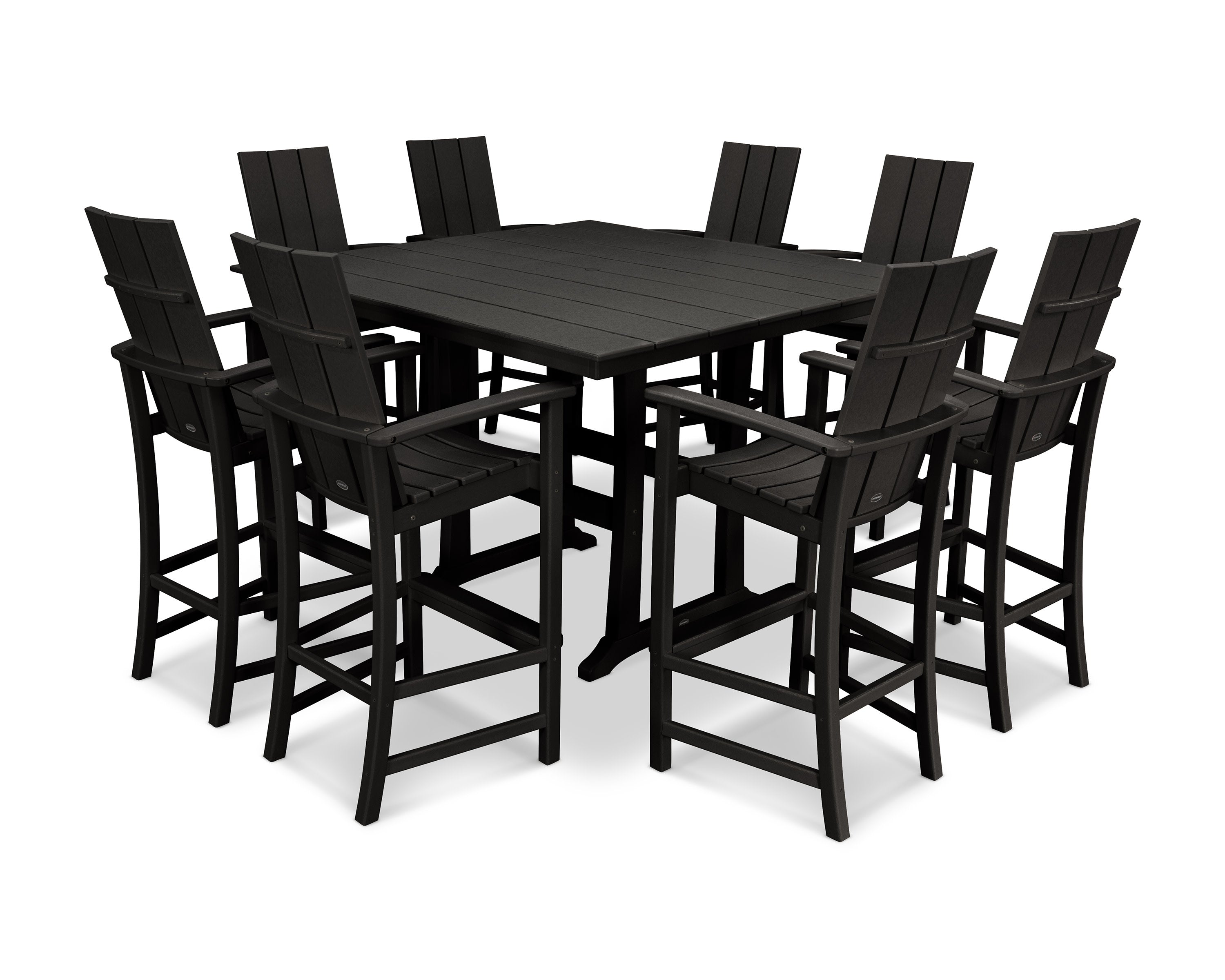 Modern Adirondack 9-Piece Farmhouse Trestle Bar Set in Black