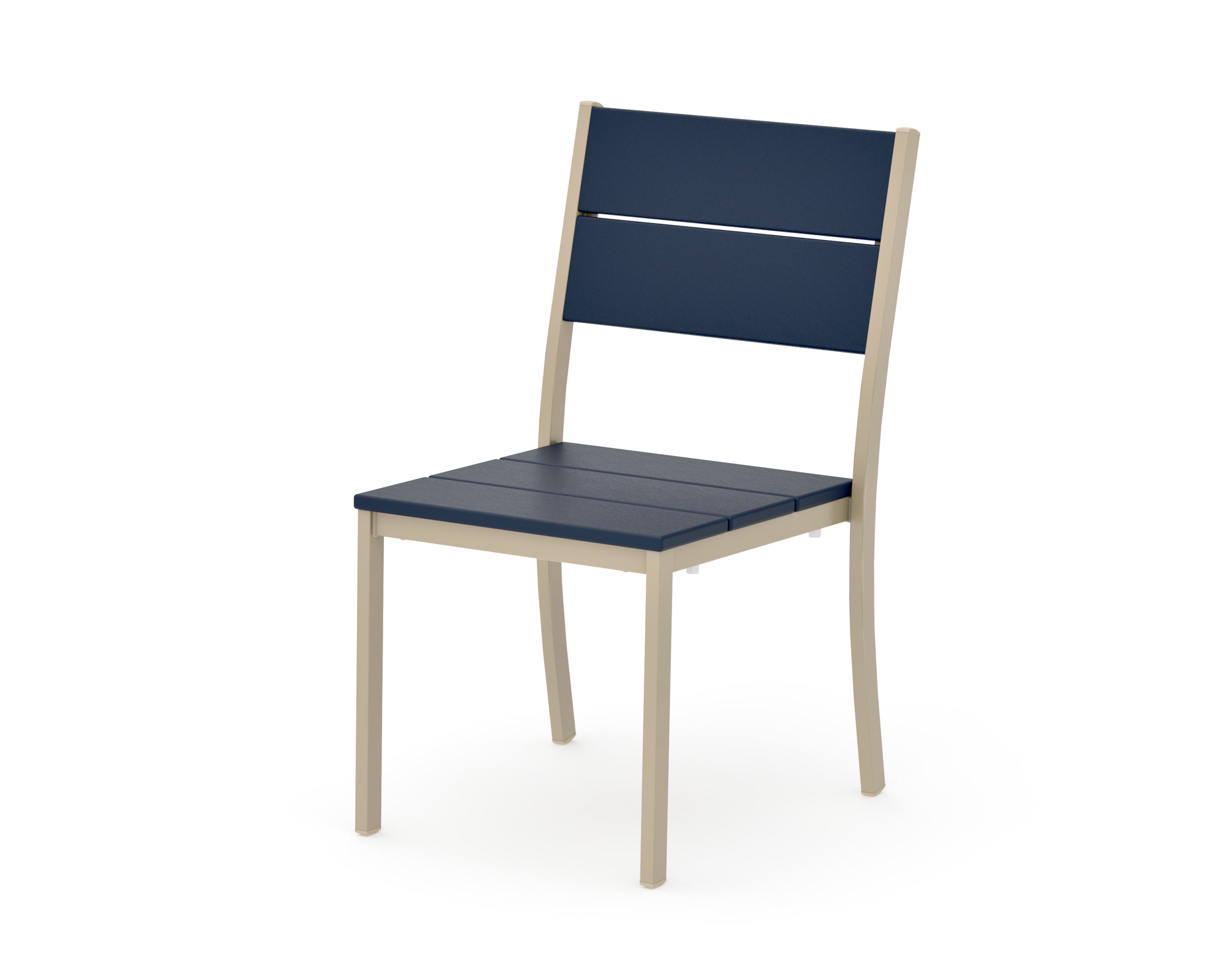 Main Street Stacking Dining Side Chair in Sand / Navy