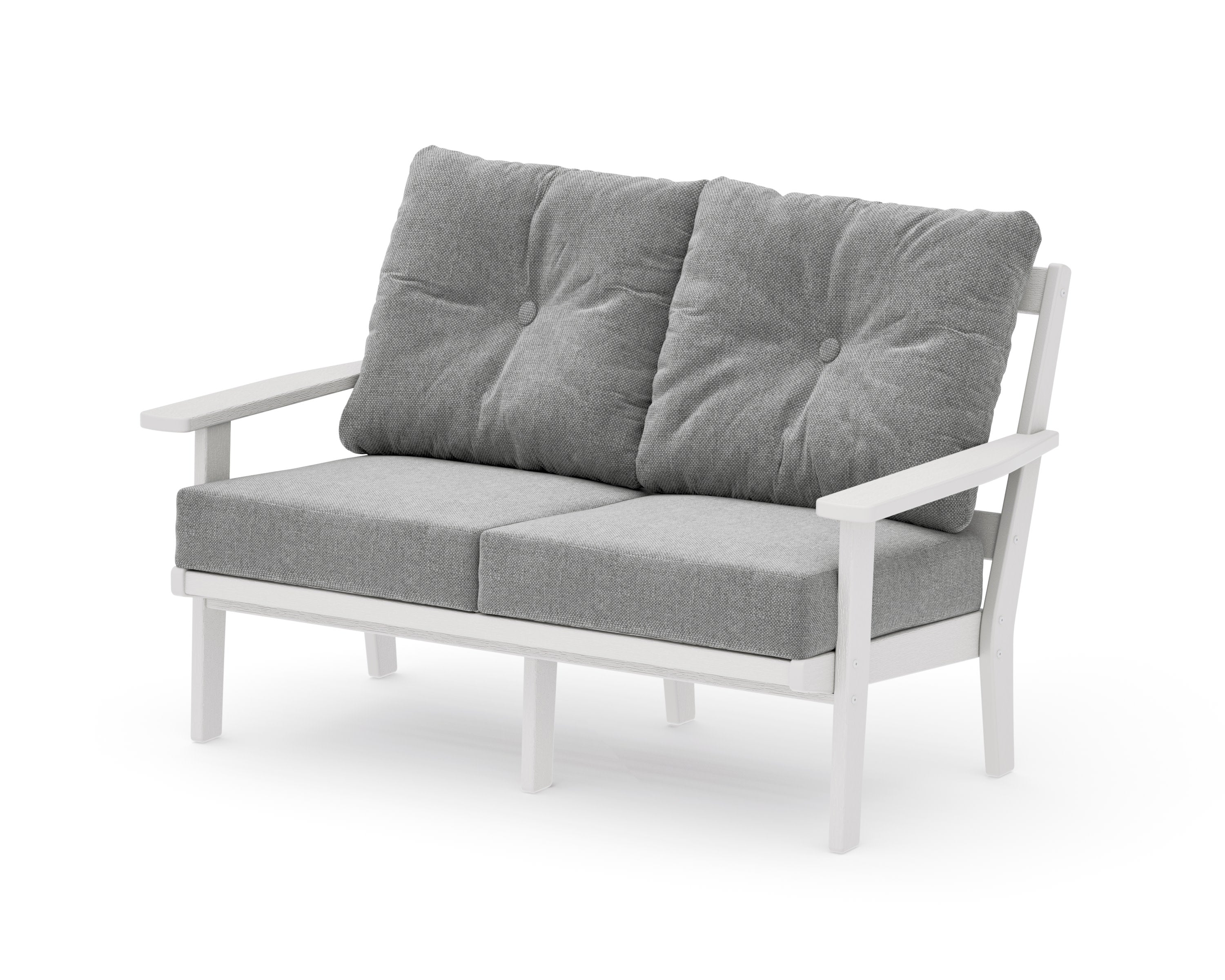 Prairie Deep SeatingLoveseat in Vintage White / Grey Mist