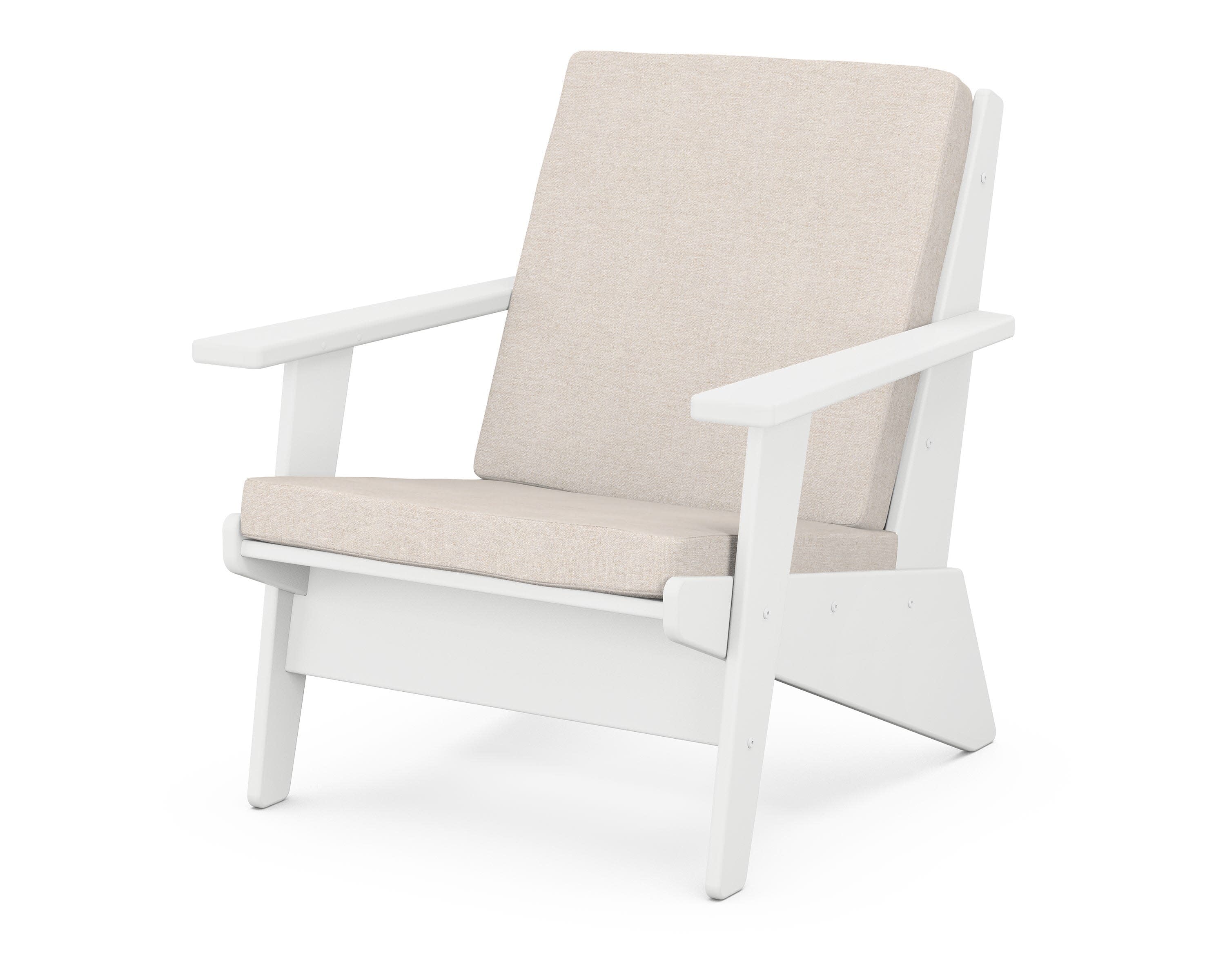 Riviera Modern Lounge Chair in White / Nuance Cloud