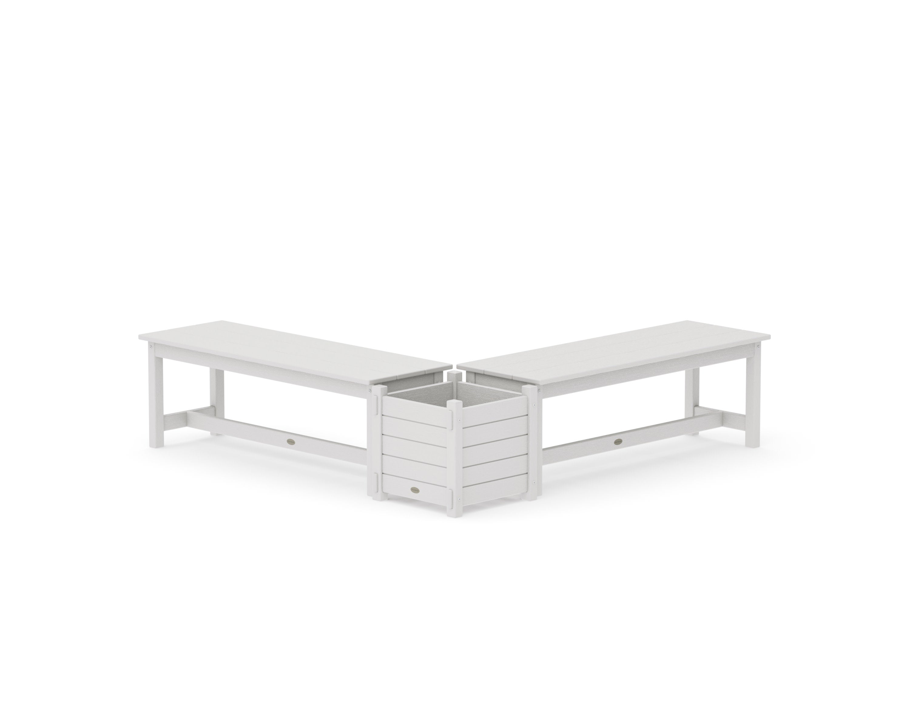 48" Nautical L- Shaped Planter Bench Set in Vintage White