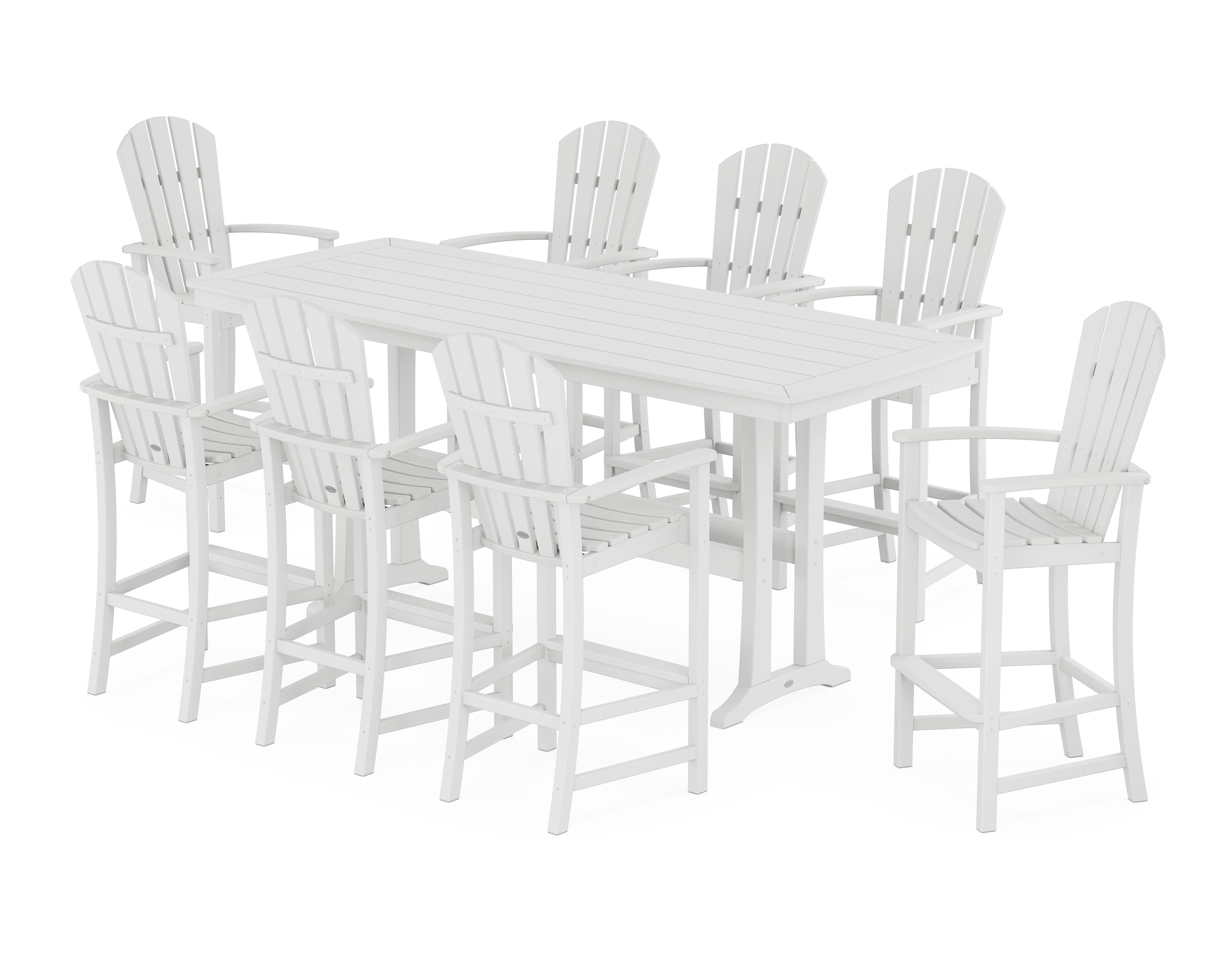 Palm Coast 9-Piece Bar Set with Trestle Legs in White
