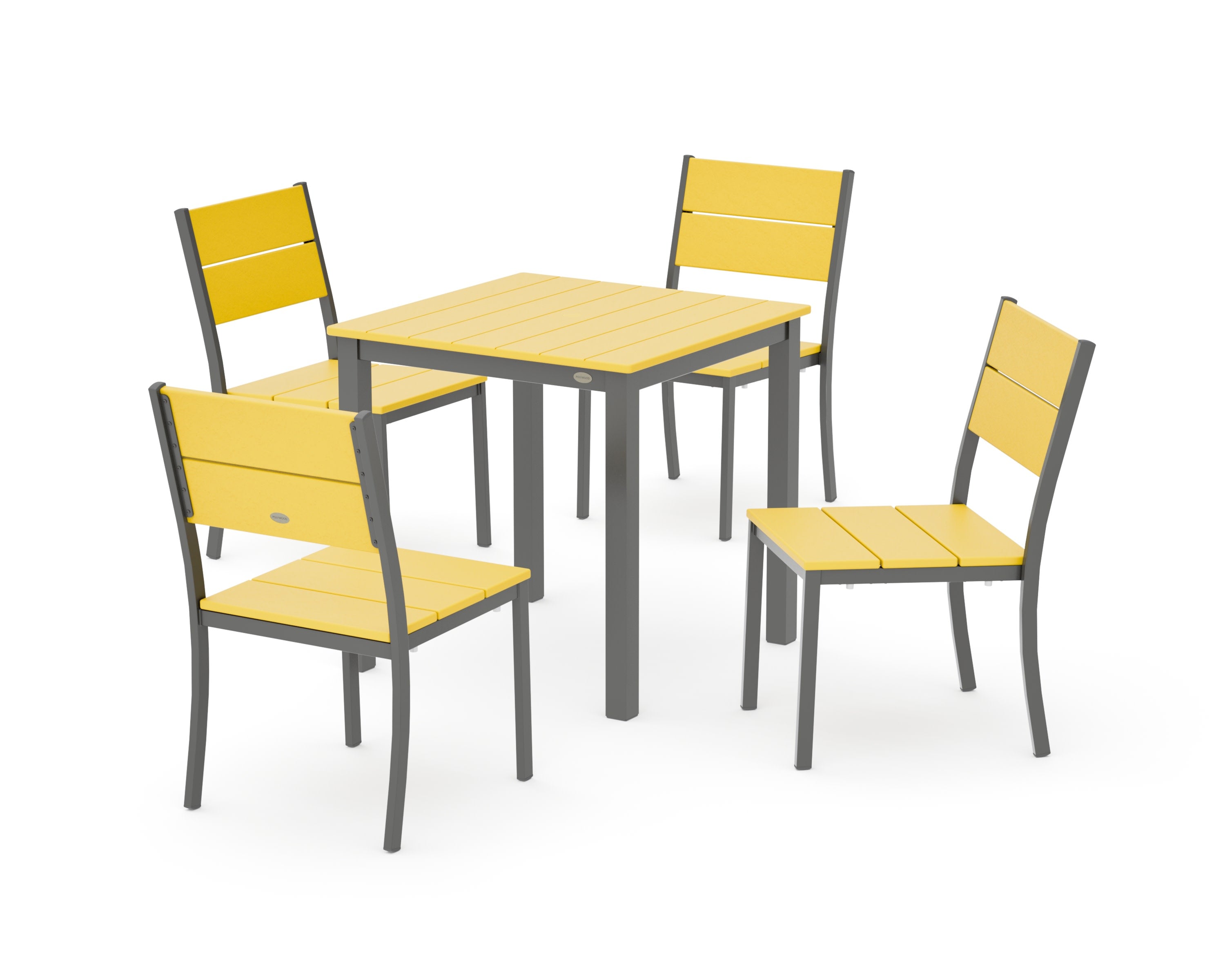 Main Street 5-Piece Square Dining Set- Small in Charcoal / Lemon
