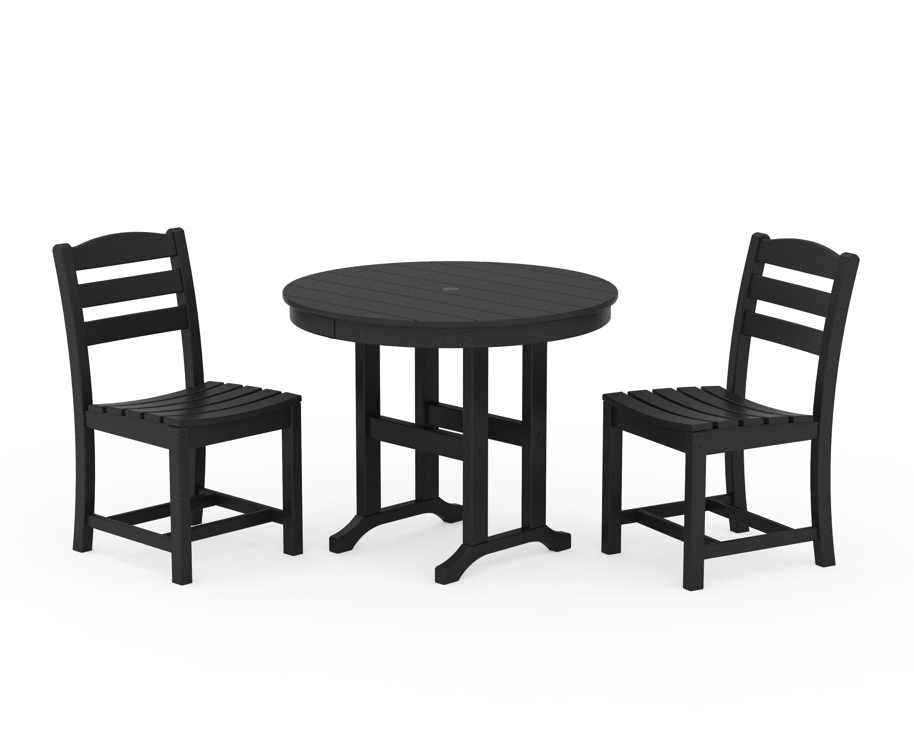La Casa Caf Side Chair 3-Piece Round Dining Set in Black