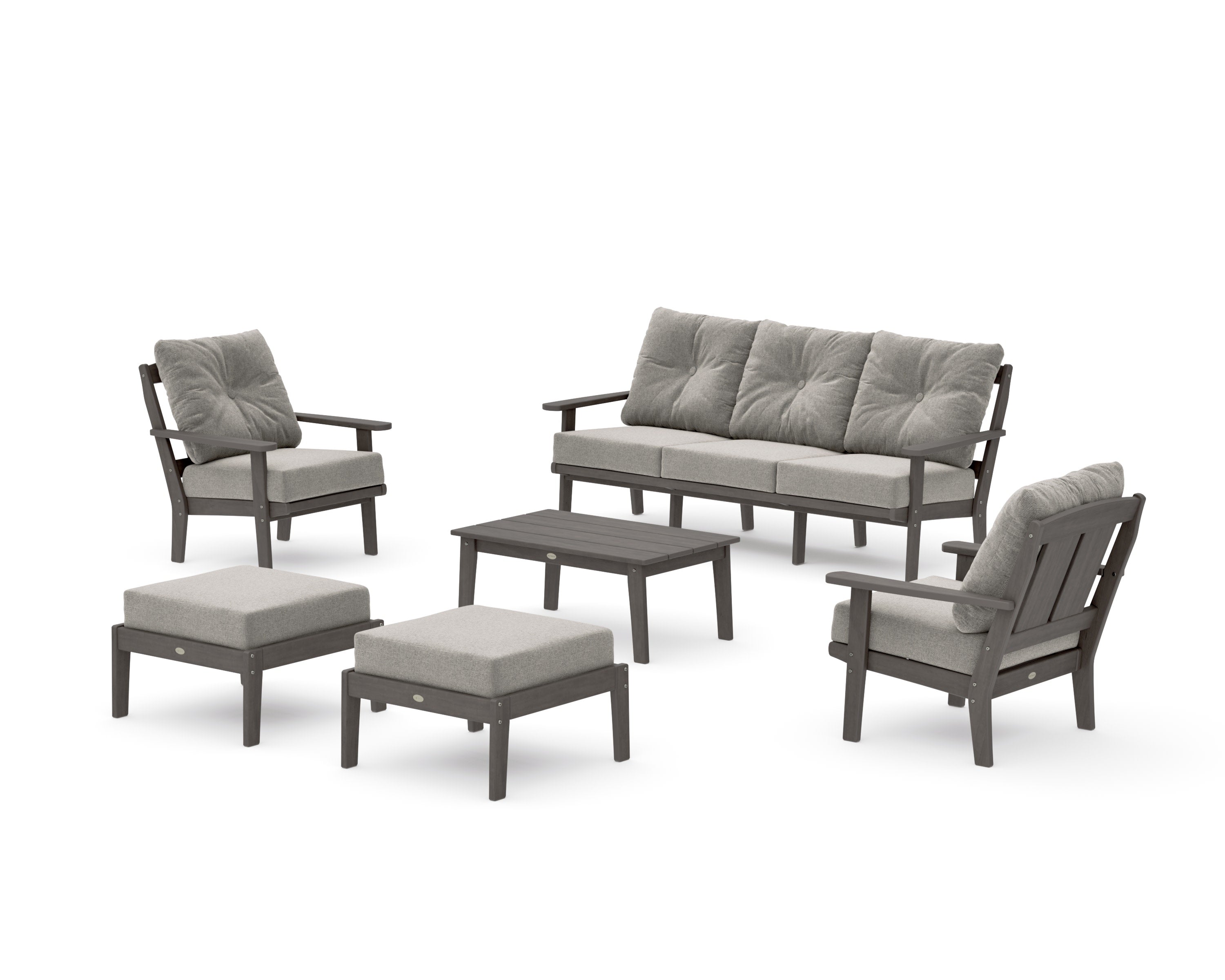 Mission 6-Piece Lounge Sofa Set in Driftwood / Weathered Tweed