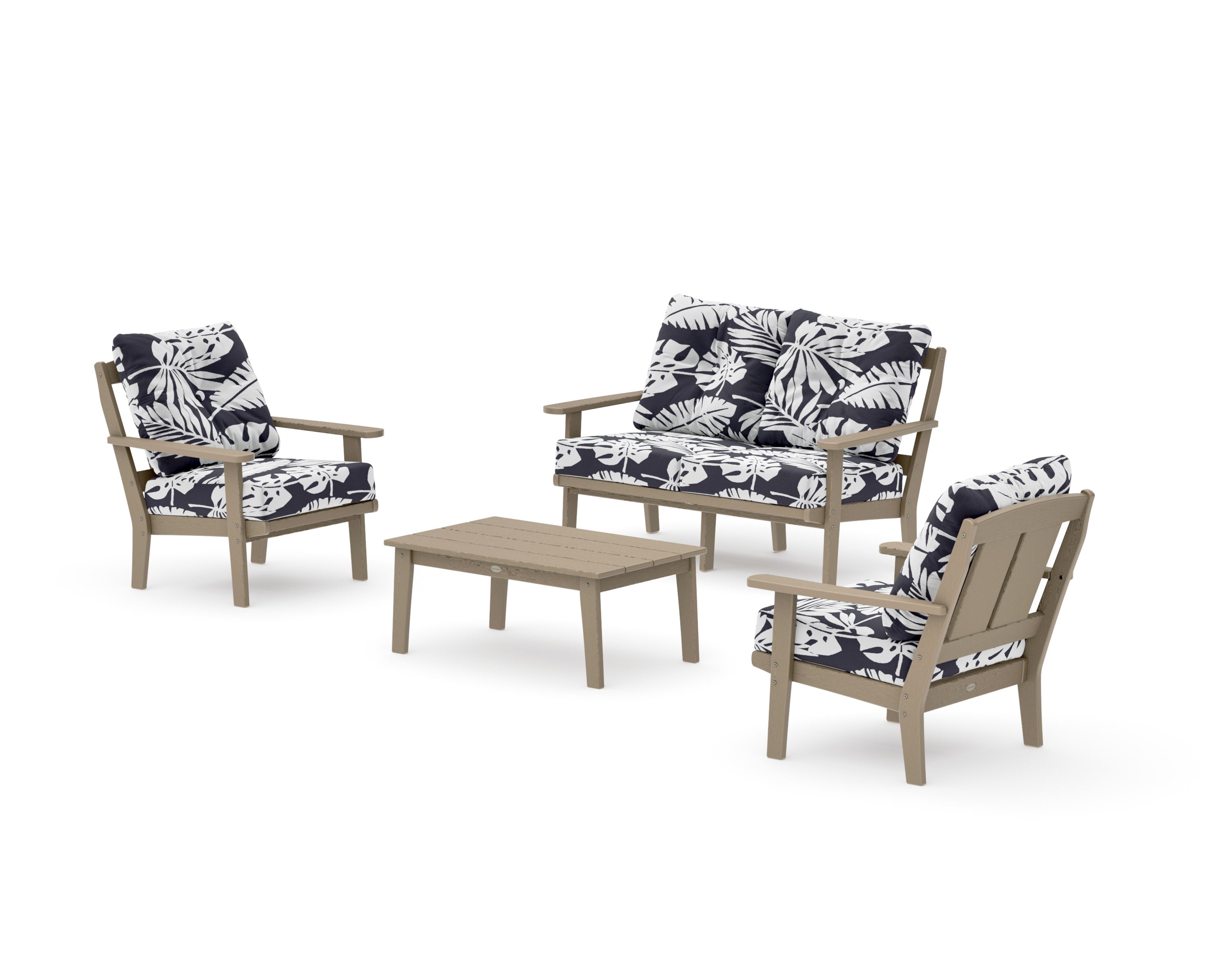 Mission 4-Piece Deep Seating Set with Loveseat in Vintage Sahara / Leaf Navy