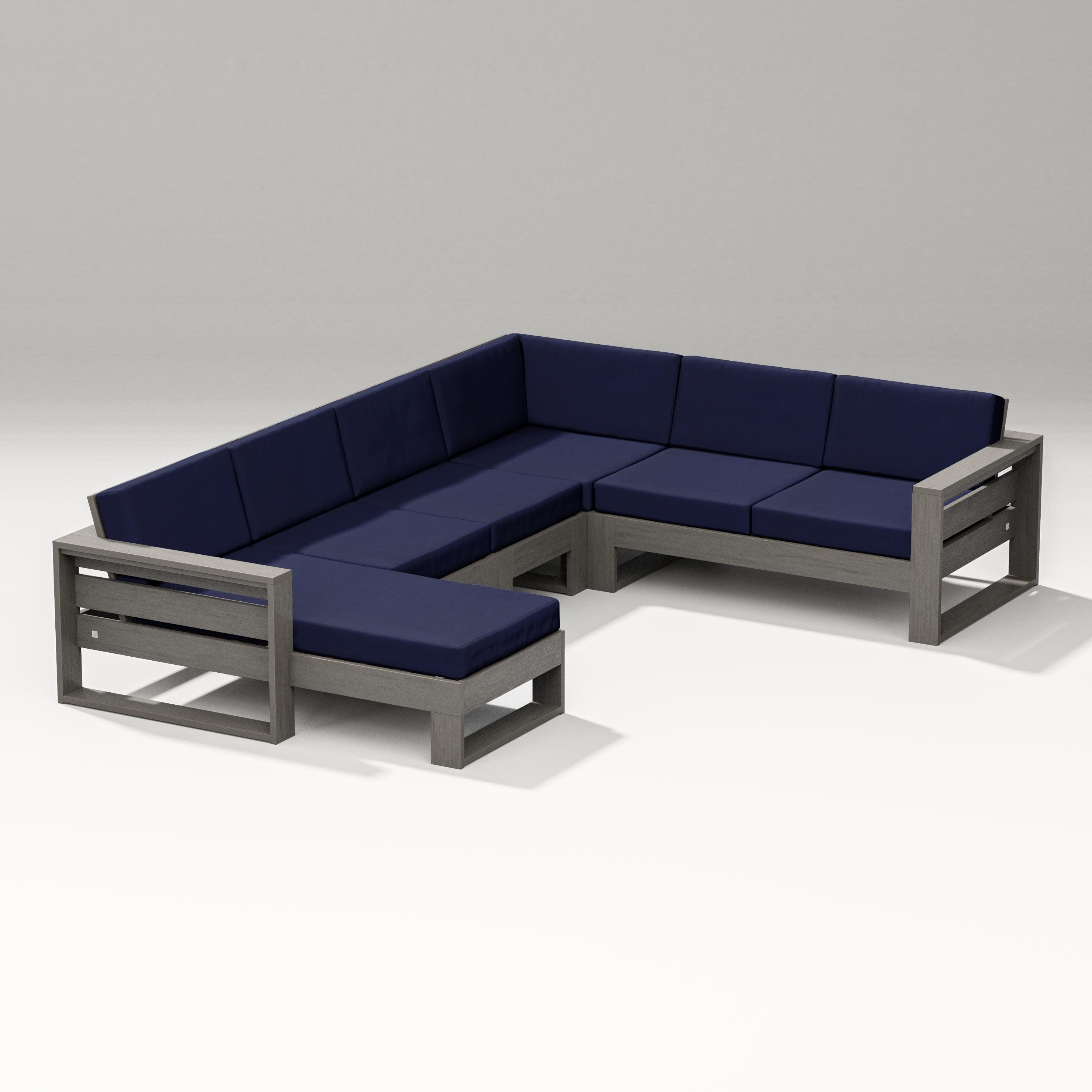 Latitude Corner Sectional with Left Chaise in Driftwood / Navy