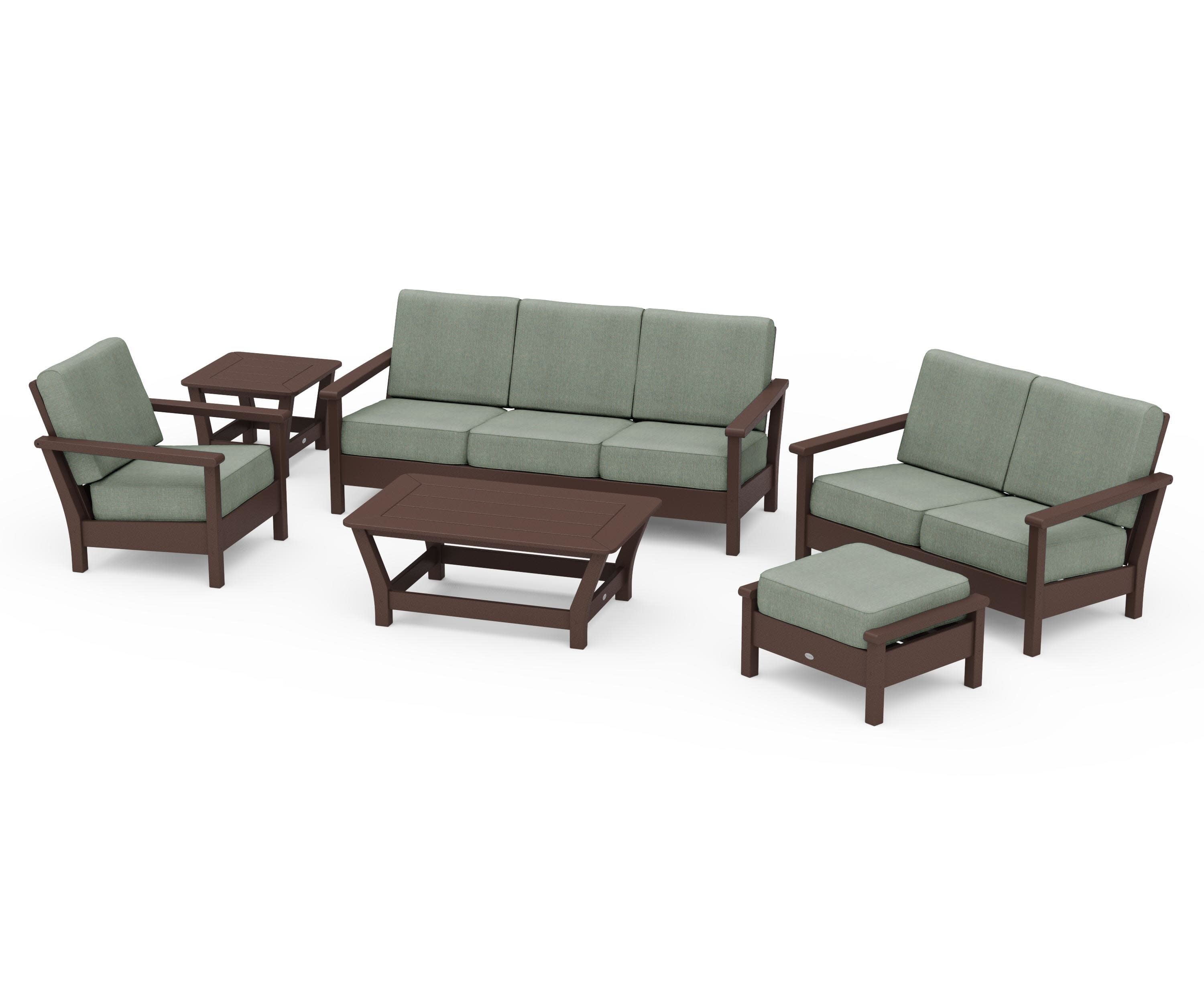 Harbour 6-Piece Outdoor Living Set in Mahogany / Cast Sage