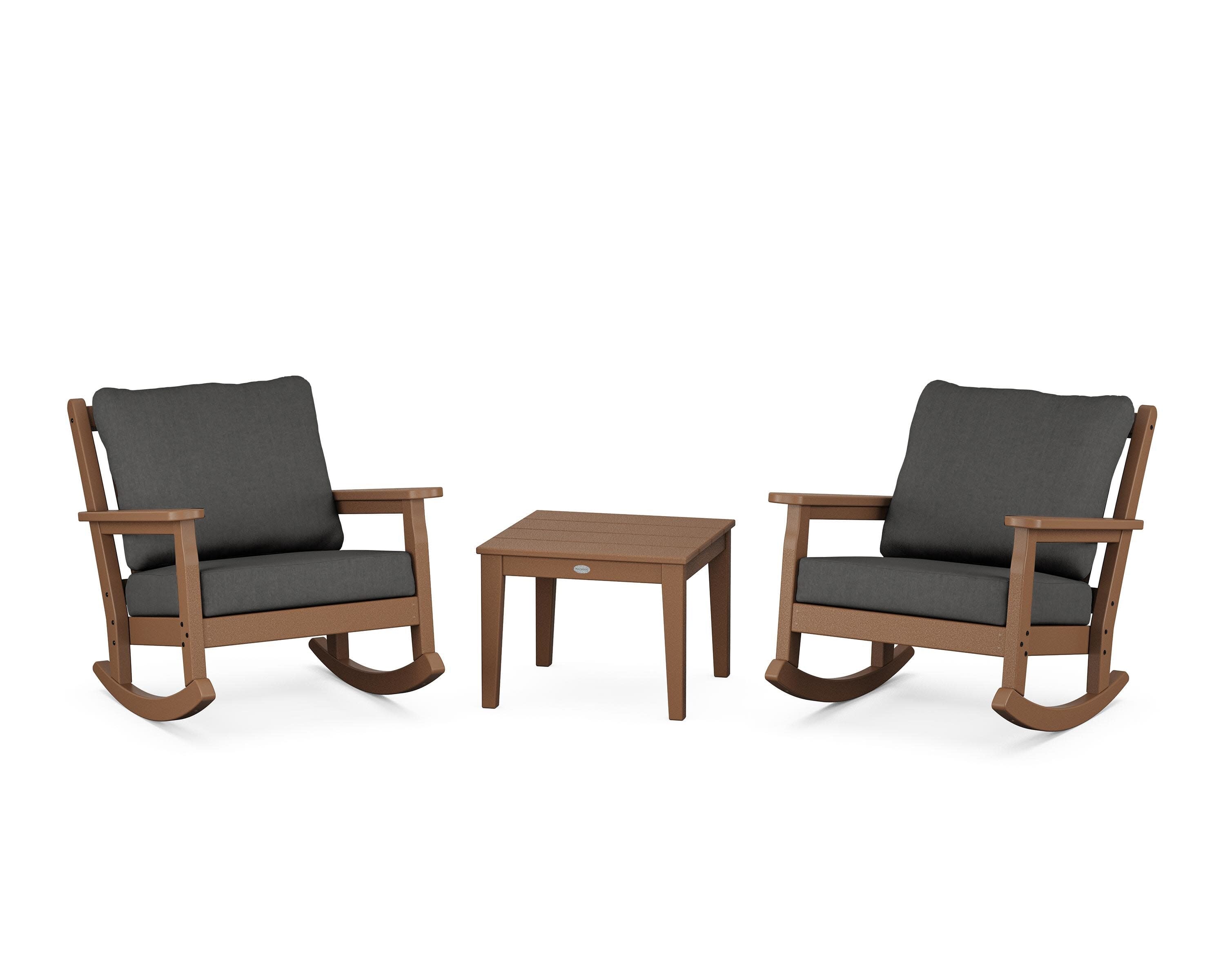 Chippendale 3-Piece Deep Seating Rocker Set in Teak / Spectrum Carbon